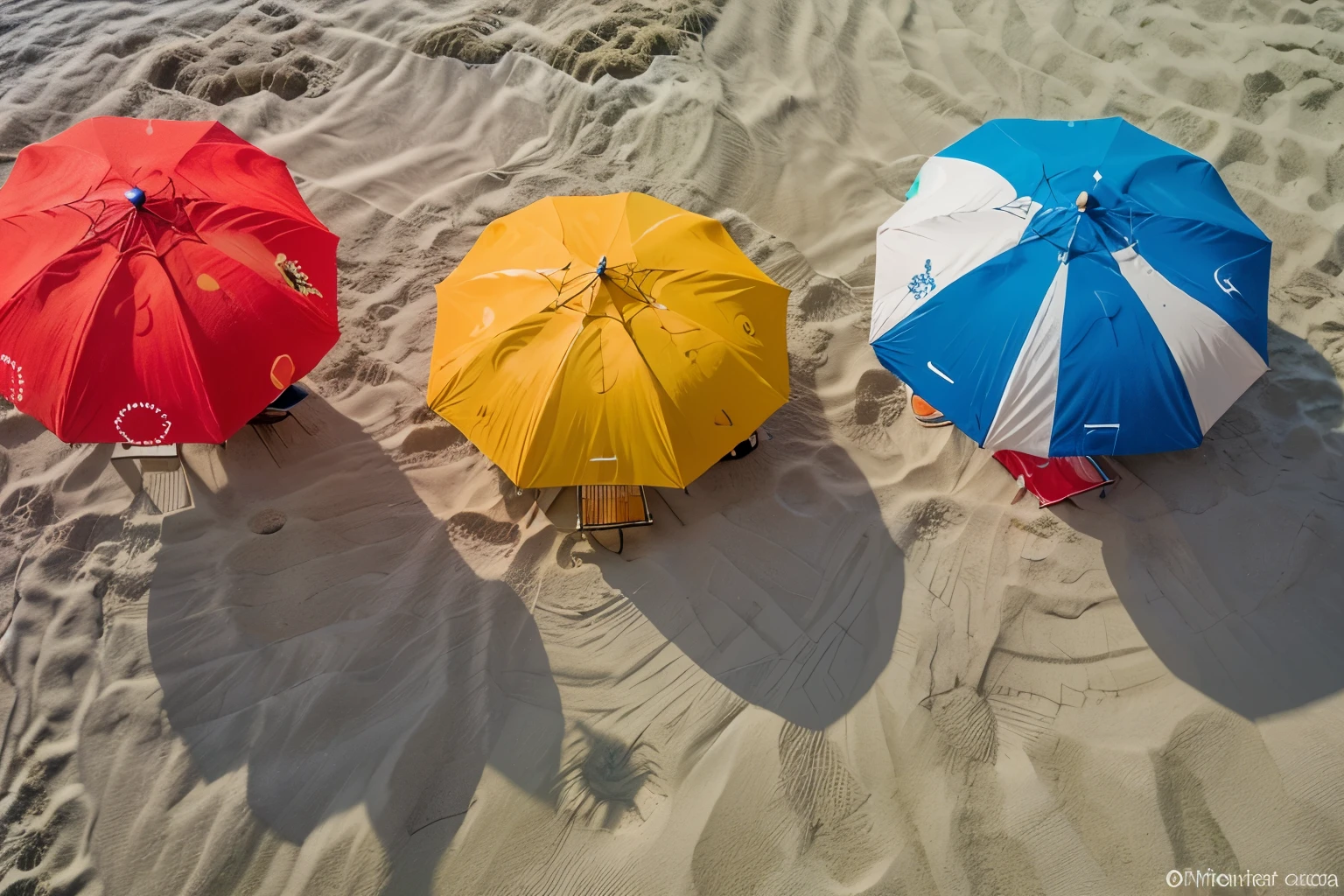 Colorful beach umbrellas dotting the sand