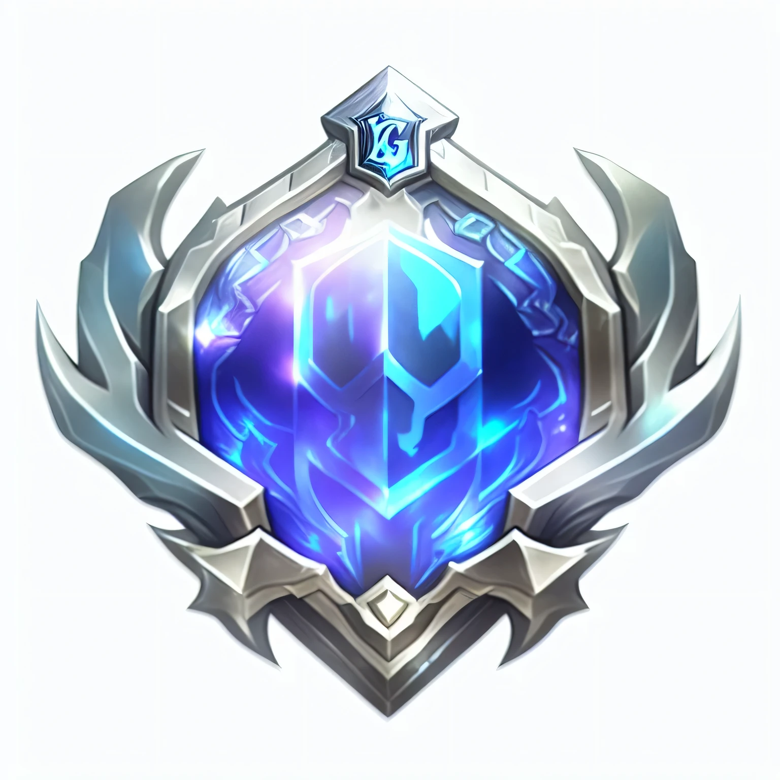 Close-up of blue and silver badges on black background, League of Legends champions, League of Legends style, League of Legends style, luxury liquid, Official splash art, League of Legends, Wisdom Badge, League of Legends style, silver skin, Heart Stone original art style, from League of Legends, platinum skin, League of Legends splash screen, master'space