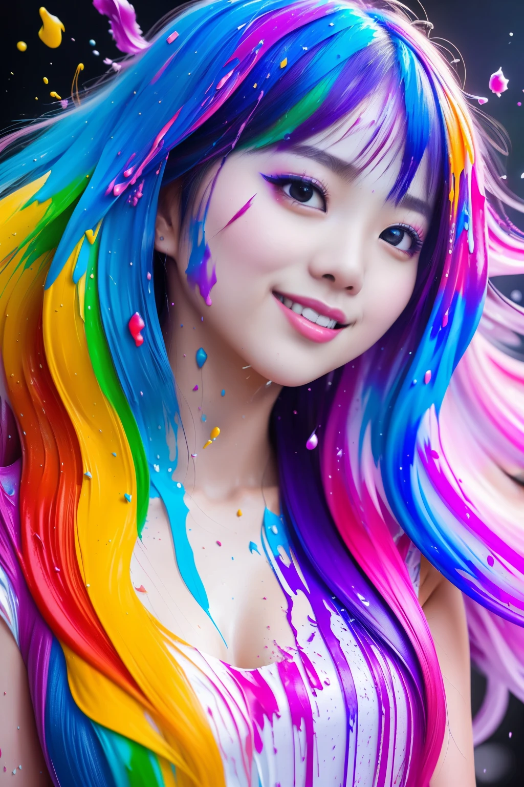 (level difference:1.8),(Paint colliding and splashing on the canvas),(depth of field),1girl's side face blends into it,thick flowing,(paint splatter:1.3),Liquid state,stunningly beautiful, masterpiece, detailed background,ultra high quality model, ethereal background,abstract beauty, explosive volumetric, oil painting,heavy strokes,Romantic lighting,Sub-Surface Scatterring,glow,8k,high resolution,ultrawide shot, dreamy,ray tracing,hdr,god rays,facing away, look
purity, chastity, happiness, sense, smile, empathy, young
