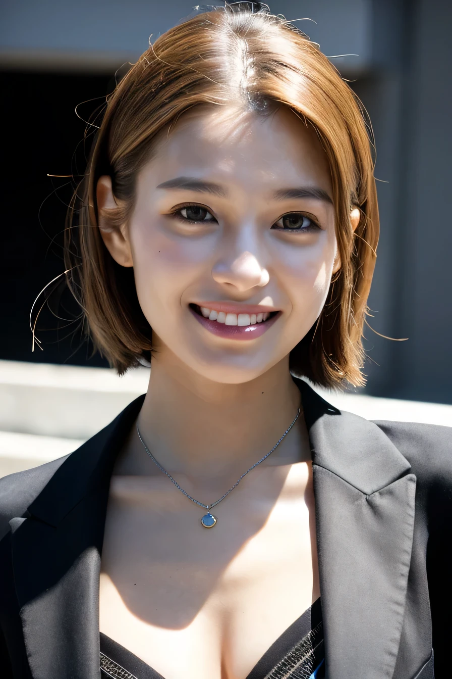dressed, (photo-realistic:1.4), (超realistic:1.4), (realistic:1.3), (smoother lighting:1.05), (Improve the quality of movie lighting:0.9), 32k, 1 girl,25 years old, realistic lighting, Backlight, light shines on your face, ray tracing, (bright light:1.2), (Improvement of quality:1.4), (Highest quality realistic textured skin:1.4), fine eyes, detailed face, (tired, sleepy and happy:0), (smile:1.4), black suit,necklace, (Enhances the mood of your body line:1.1), (Enhances the beauty of skin texture:1.1)
information、open your mouth