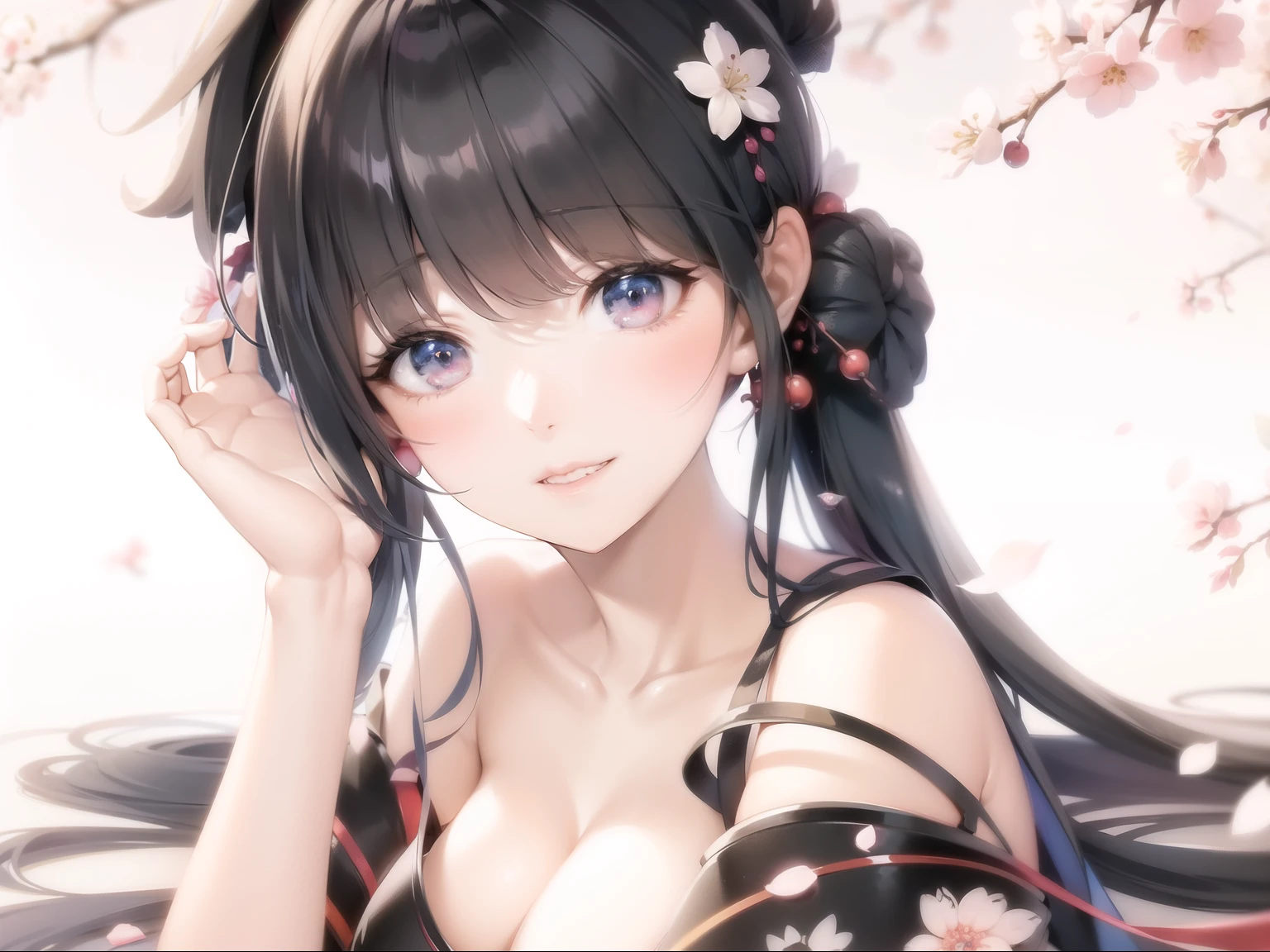 anime girl with long hair and blue eyes posing under a cherry tree, beautiful anime girl, Beautiful anime portrait, seductive anime girl, Beautiful anime woman, attractive anime girl, Smooth anime CG art, guys, pretty anime girl, Beautiful charming anime woman, (anime girl), anime grandma, portrait of an anime girl, anime girl, portrait anime girl