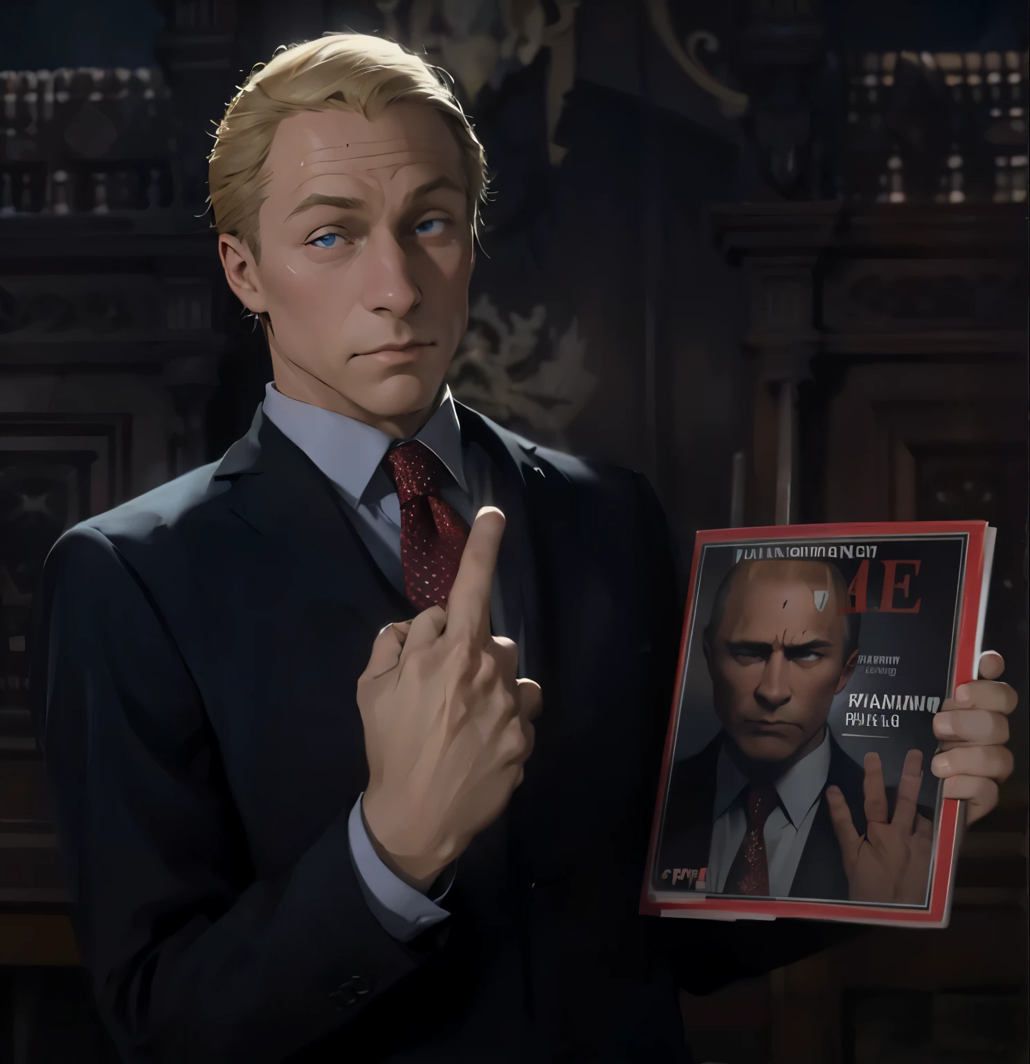 Young Vladimar putin, no wrinkles on his face, sigma handsome strict face, 4k