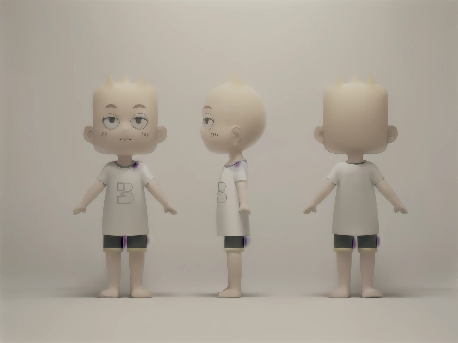 A white short-sleeved shirt,Boy in black shorts, animated characters, The character is standing, Complete character body, full body character, full body single character, character design humanoid, Animation character design, , various postures, Single character full body, humanoid character, full body character design, anime style characters,Stylized design,Yellowish skin,Colors remain consistent with the original image,((white background)) (8k, raw photo, best quality, masterpiece), (photon mapping, radiosity, physically-based rendering, automatic white balance), CG ,unity, official art ,amazing ,finely detail, an extremely delicate and beautiful, extremely detailed 3d rendering,c4d,blender,OC
