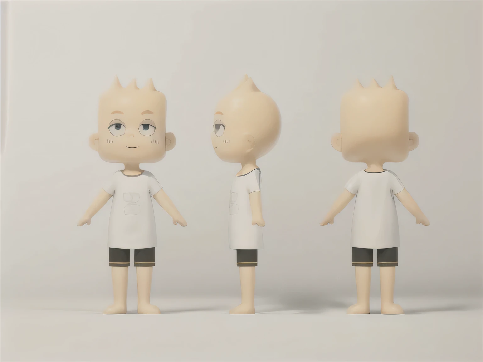 ((White background)) (8K, original photo, best quality, masterpiece), (photon mapping, Radiosity, Physically based rendering, Auto white balance),White short-sleeved shirt with logo,Boy wearing black shorts and white stripes, animated characters, The character is standing, Complete character ontology, full body character, full body single character, character design humanoid, Animation character design, , Various postures, Single character full body, humanoid character, full body character design, Characters in anime style,Stylized design,with yellow skin,Colors remain consistent with the original image, clear details,CG ,Unite, official art ,Astonishing ,fine details, extremely delicate and beautiful, Extremely detailed 3D renderings,C4D,mixer,Oak