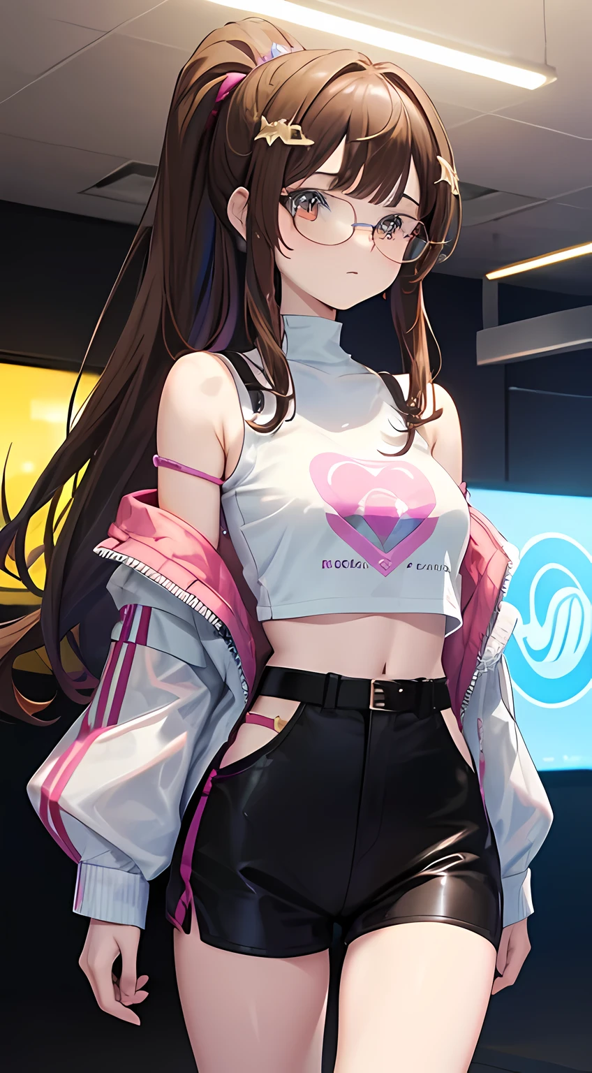 SeaArt Bot
Txt2Img
14:14:52
Task ID:465344441157
((Masterpiece)), best quality, absurderes, ultra detailed, holographic, cowboy shot, golden ratio, super cute girl, mature girl, idol girl, super beautiful asian girl with very beautiful violet glowing eyes, beautiful glowing brown multicolored hair, high ponytail, nice and sexy body, slim body, perfect body, wearing a super tight anime printed leotard, an anime printed super tight off shoulder long sleeve crop top, a super aesthetic transparent mini jacket, beautiful hair ornament, pink jordan tennis, being photographed in a mall shop with her handsome skinny boyfriend, with dark messy hair, brown luminous eyes, wearing a white anime shirt, black shorts, glasses