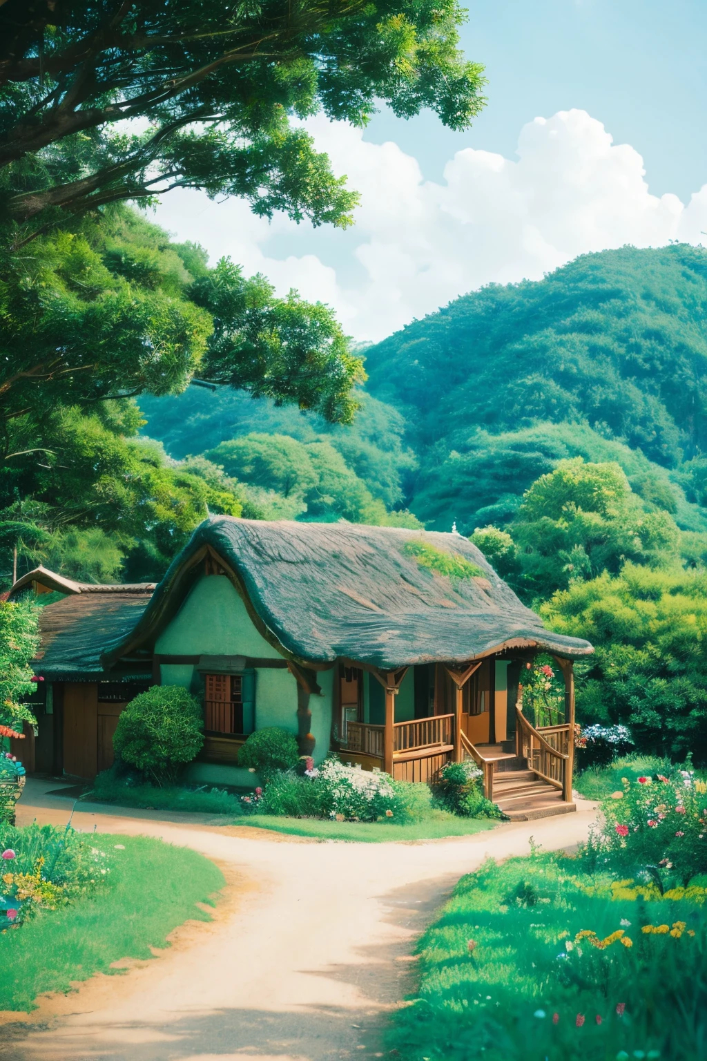 Ghibli-style countryside scenery