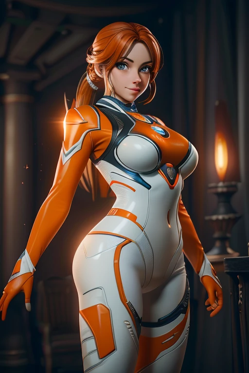 (best quality,8k:1.2,high resolution:1.2),ultra-detalhado,Realistic,retro science female,static pose,long hair,rosto extremamente detalhados,long eyelashes,all sheer light orange Collant de nylon Apertado,white pantyhose, light orange gloves,light orange Glossy metalic accessories,Physically-based rendering,sharp focus,studio lighting