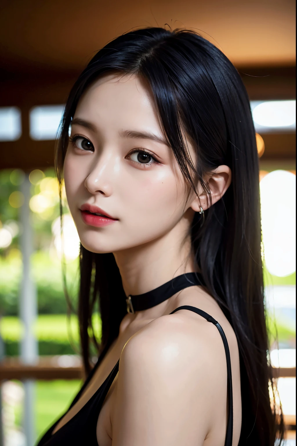 ((medium hair))), expensive、expensive品質, 8K, HDR, High resolution, absurd: 1.2, photo shoot, (RAW photography: 1.2), (Realistic: 1.4), (master piece: 1.3), (intricate details: 1.2), 1 girl,16 year old girl, solo, chinese girl, Delicine and beautiful details, (fine eyes), (detailedfacialfeinures), (big breasts))), firm skin, ( looking for_in_peeping in the viewer), from_front, (being thin), (best quality: 1.4), (hyper hd: 1.2), cineminic ligh, (Extreme detail illustrinion), (lip gloss,best quality,超High resolution,Depth of the bounds written,caustics,Wide light illumininion,ninuralshadow,85mm,f / 1.4,ISO200,1/160 seconds:0.75),1 huge breasts,solo,((blue tank top)))smile,uniform,choker necklace,Black nein and clean clothes,(Chiayi:1.5), Close-up, master piece, best quality, RAW photography, Realistic, face, incredibly ridiculous resolution, Depth of the bounds written, High resolution, super detailed, small details, とても詳しいinす, 非常に詳細な目とface, sharp pupils, Realisticな生徒, fix a sharp focus, cinminic lighting