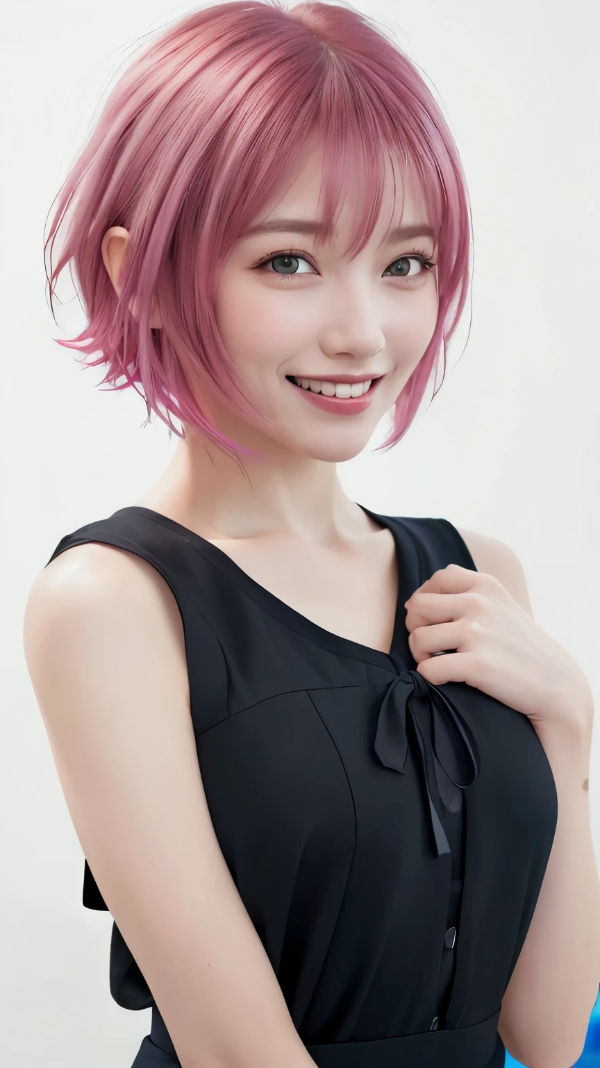 (highest quality、8K、32k、masterpiece)、(realistic)、(Photoreal:1.2)、(High resolution)、Super detailed、very beautiful face and eyes、1 girl、round and small face、thin waist、delicate body、(close、highest quality、high detail、Rich skin details)、(highest quality、8K、oil paint:1.2)、Super detailed、(realistic、realistic:1.37)、bright colors、(((bust shot)))、(((pink hair)))、(((pink hair)))、(((short hair)))、(((pure white wall background)))、(((pure white wall background)))、(((wearing a sailor suit)))、(((She has a happy expression)))、(((laughter)))、(((look straight ahead)))、(((I&#39;m putting my hand on my chest)))