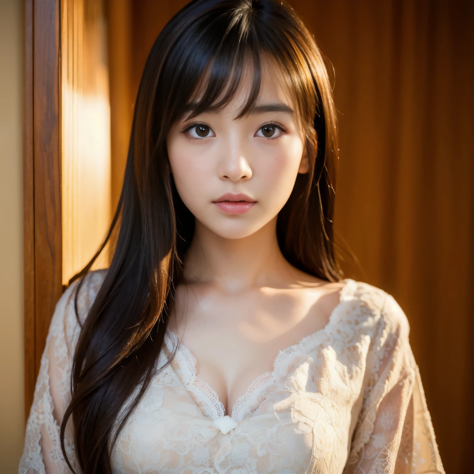 best quality, face focus, soft light, ultra high res, (photorealistic:1.4), RAW photo,
1japanese girl, solo, cute, (pupil, lights in the eyes), detailed beautiful face, (small chest),(high resolution detail of human skin texture),
(long hair),
indoor,
Damask Shirt Dress,
(portrait)