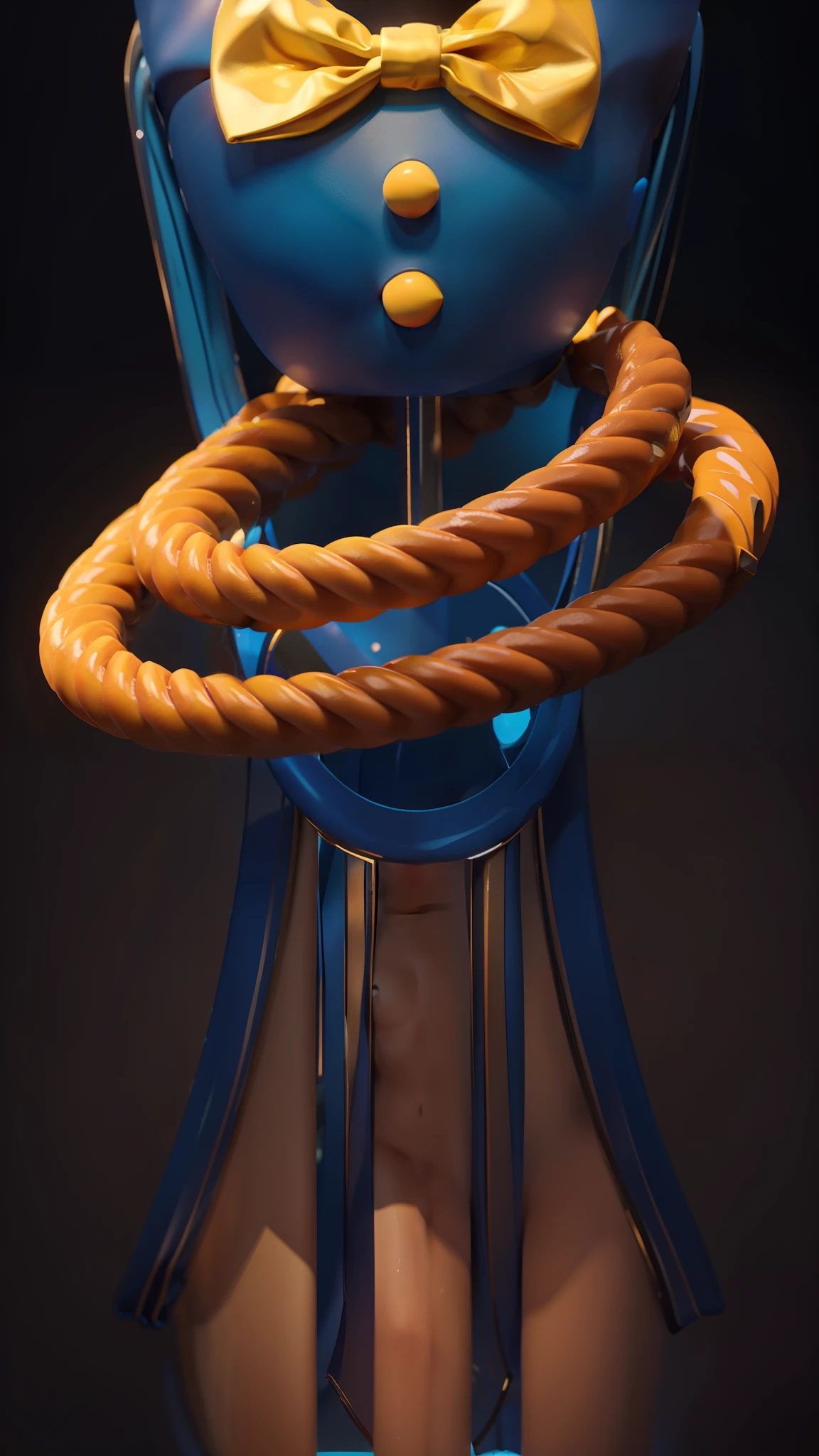there is a blue and orange item with a yellow bow tie, depicted as a 3D rendering, rubber hose animation, 3 d illustration, 3d illustration, digital illustration -, lasso tool, lasso, cinema 4d colorful rendering, stylized digital illustration, digital illustration, tentacles climb from the portal, smooth 3 d illustration, smooth 3d illustration