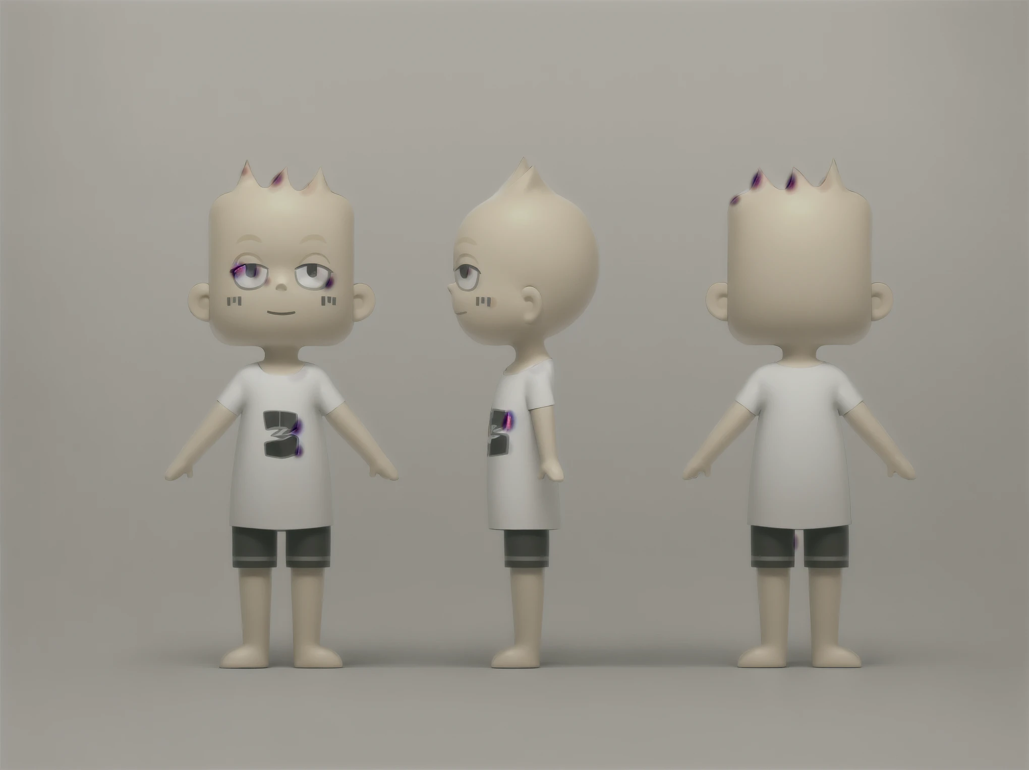 ((white background)) (8k, raw photo, best quality, masterpiece), (photon mapping, radiosity, physically-based rendering, automatic white balance),A white short-sleeved shirt with a logo，boy in black shorts with white stripes, animated characters, The character is standing, Complete character body, full body character, full body single character, character design humanoid, Animation character design, , various postures, Single character full body, humanoid character, full body character design, anime style characters，Stylized design，Yellowish skin，Colors remain consistent with the original image， Clear details，clear picture，CG ,unity, official art ,amazing ,finely detail, an extremely delicate and beautiful, extremely detailed 3d rendering,c4d,blender,OC