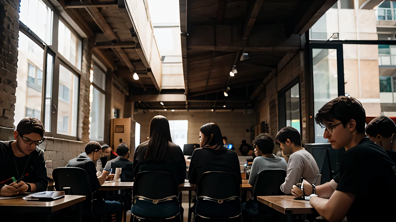 People sitting and writing code