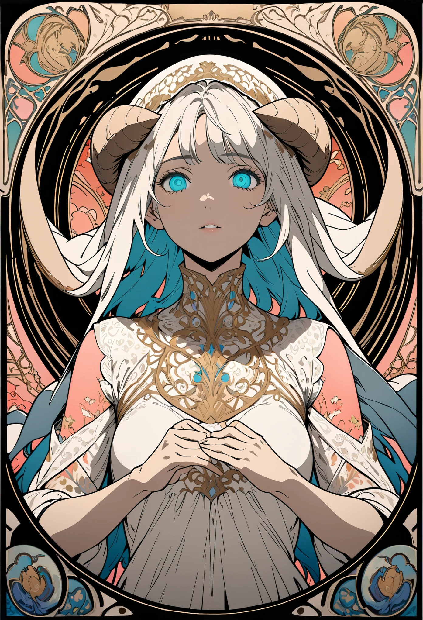 godiva_ghoul, (color pallet\: white pink), highly detailed, <lora:godiva_ghoul_v2:0.5> <lora:tangbohu-detailer_1.0:0.25>
lady, upper body, celestial, sexy, (cow girl, cow print:1.3), bell, standing, simple background, intricate, jewelry, fantasy, erotic pose, (baroque:1.3), (looking at viewer:1.2), lips ajar, (erotic pose:1.3), stylized portrait, dark fantasy, greg rutkowski, trending on artstation detailed, award winning illustration, hd, 4k, digital art, cinematic lighting, in the style of noah bradley, Beksinski