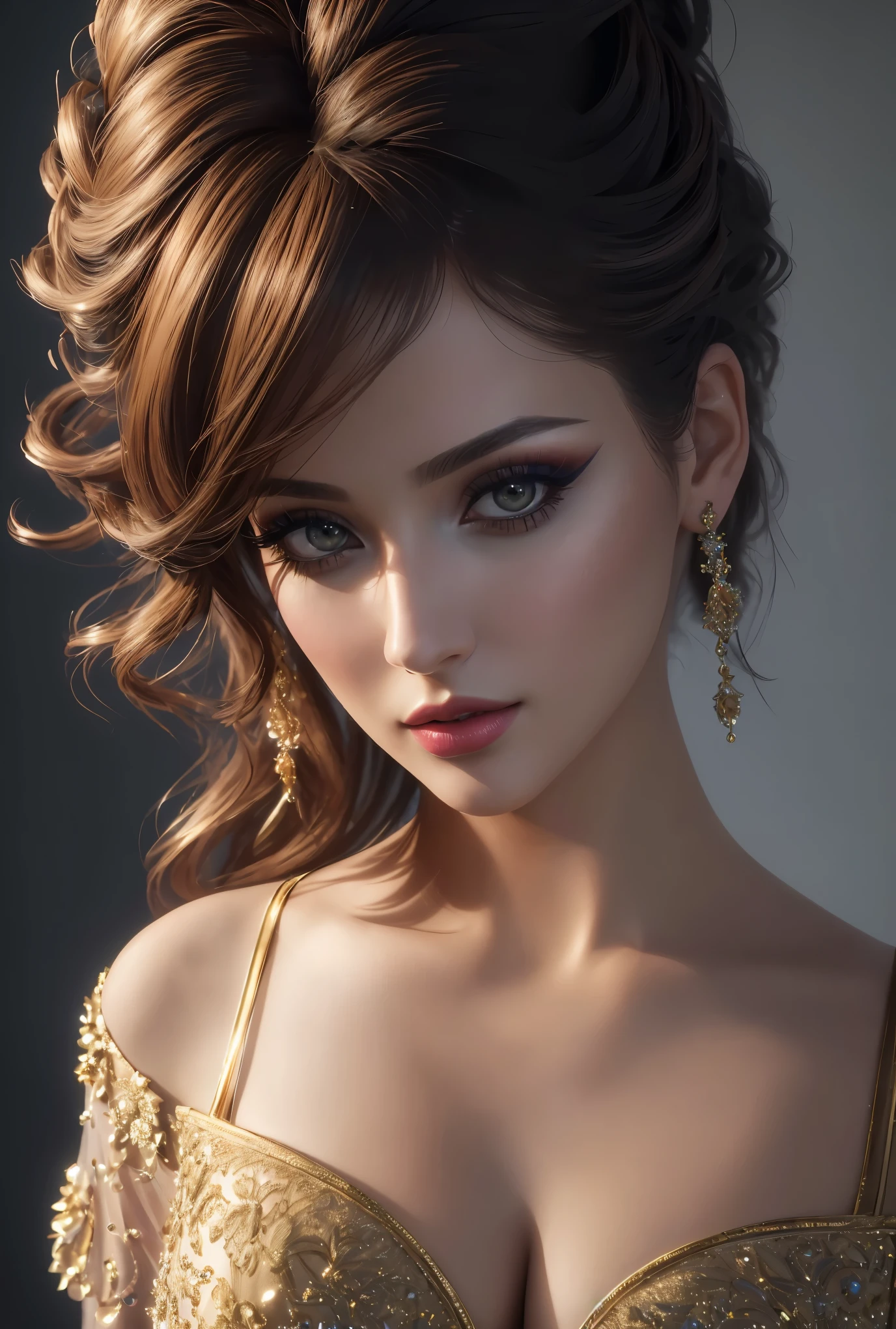 (best quality,4k,8k,highres,masterpiece:1.2),ultra-detailed,(realistic,photorealistic,photo-realistic:1.37),portraits,color photography,studio lighting,elegant model with exquisite makeup and stylish attire,high fashion,cover shoot,cosmetic details,fashion editorial,professional model posing,high-end aesthetics,sophisticated,font design,magazine title