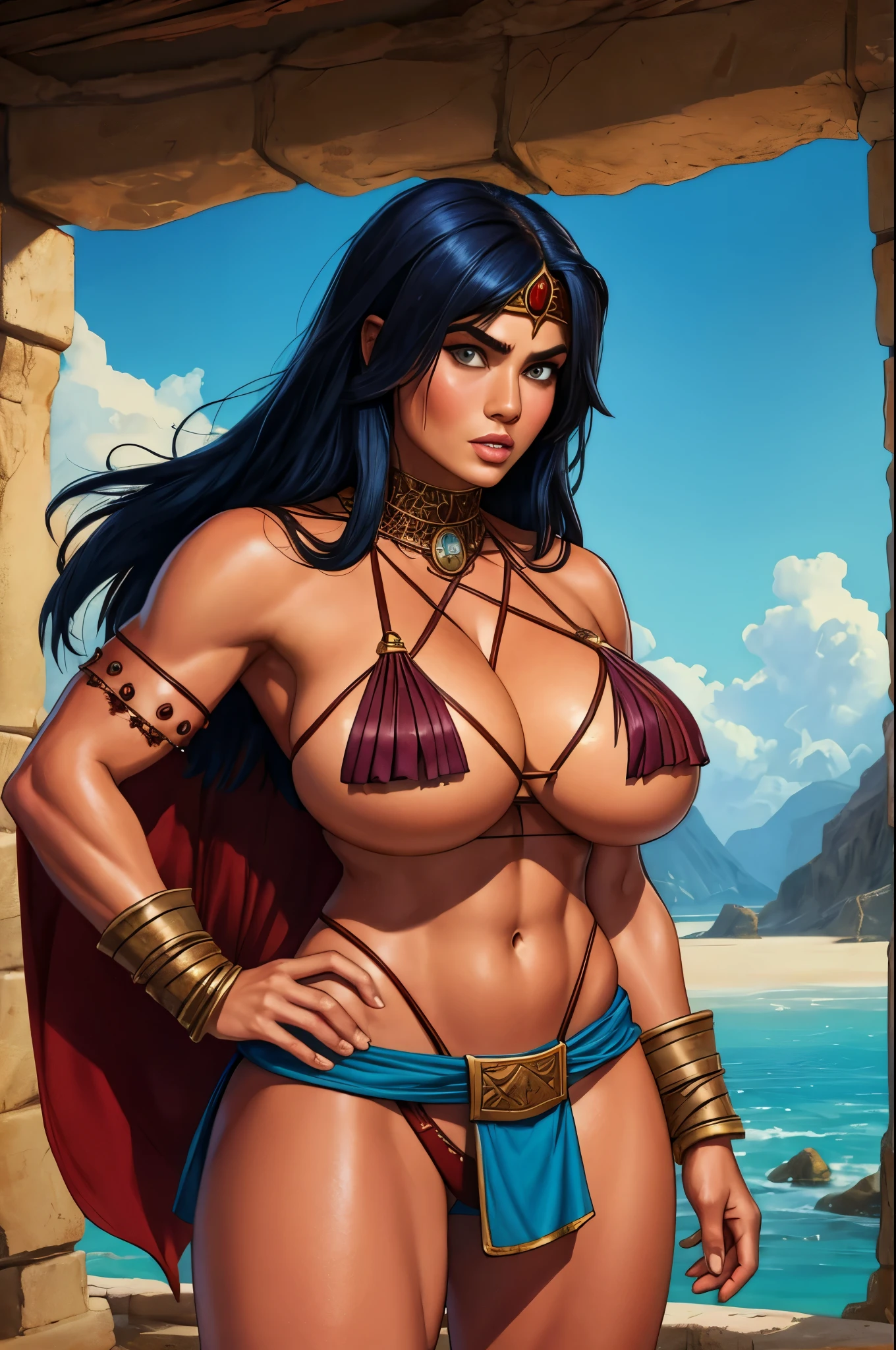 Conan the Barbarian as a busty woman, loincloth