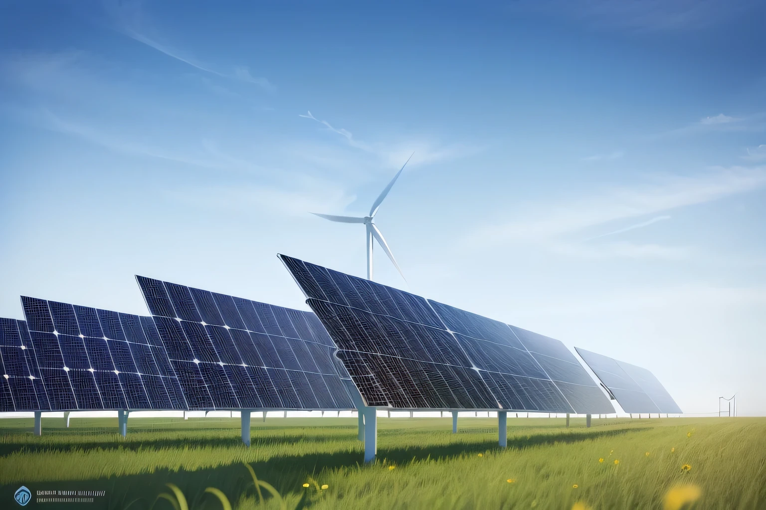 a close up of a wind turbine and solar panels in a field, renewable vitality, clean vitality, green vitality, solar panels, solar field plains, solar power, vitality, solar, author:Kurt Roche, solar powered, blinds, author:Alexander Jimsky, green technology, photo rendering, discover photos, author:Joseph Henderson, Robert Medley