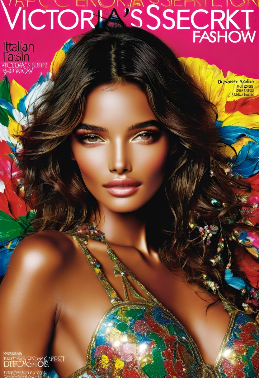 (magazine cover:1.4),1 girl,alone，italian fashion show，Victoria's Secret