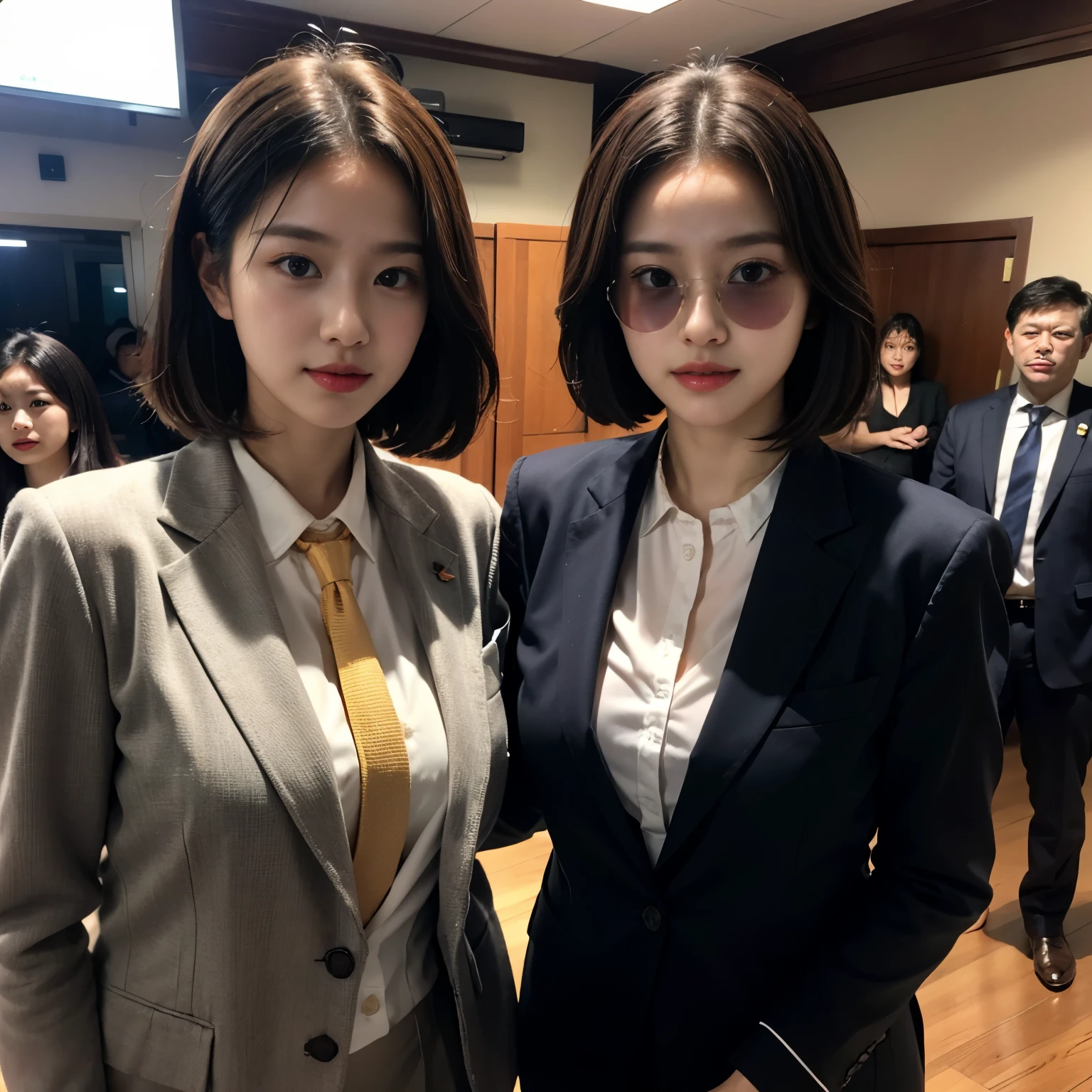 unparalleled beauty、criminal課、Investigation Division 1、criminal、criminal課長、実直なcriminalと破天荒なcriminal、police、gray suit or black suit、shirt and tie、teardrop type sunglasses、allowed to own a rifle、Hold your rifle、Aim and hold the rifle、red wine in wine glass、Occurrence of violent crime、西部police、shine、Fine skin texture、precise fingers、two women are in front of the camera、cowboy shot
