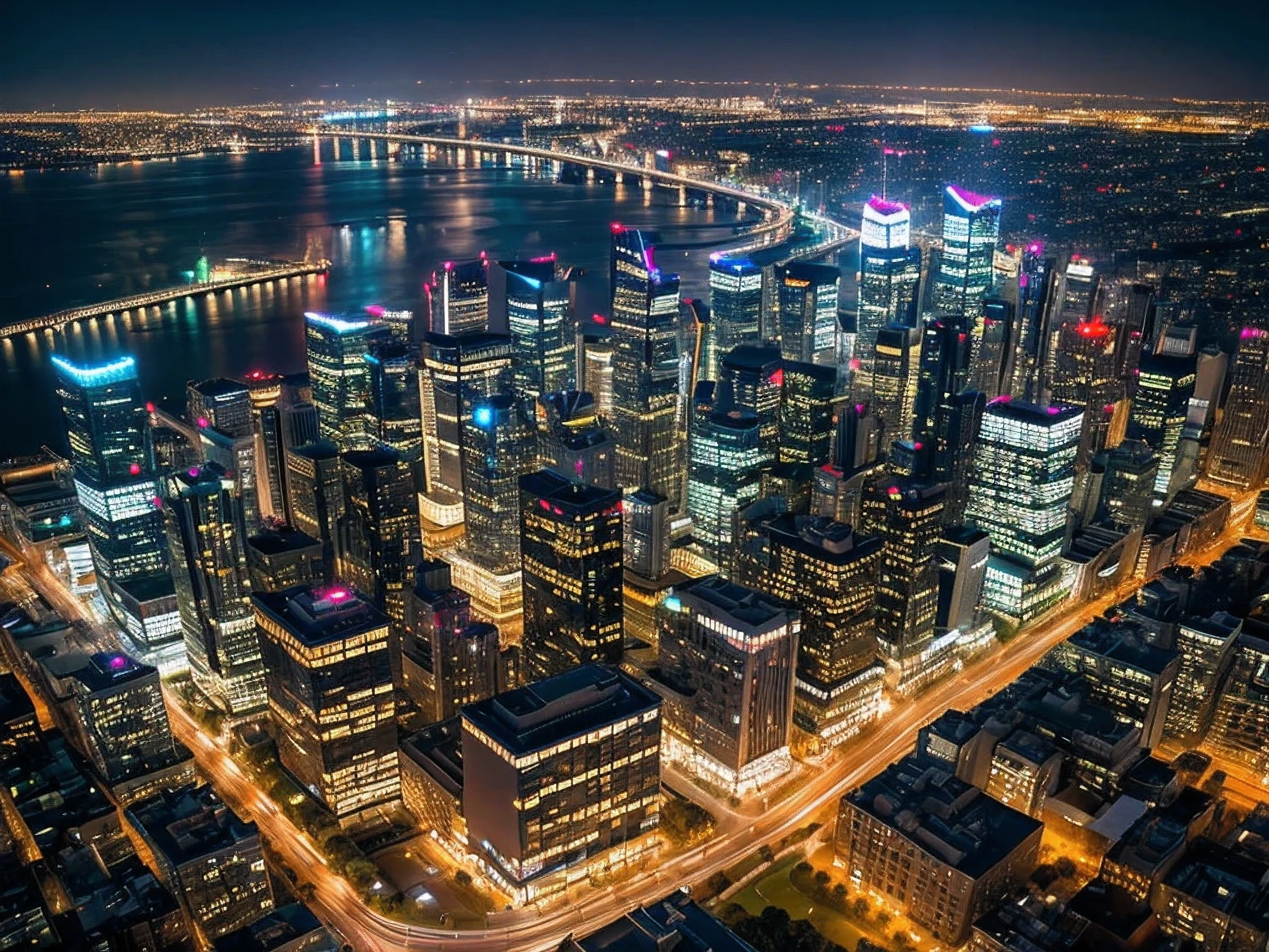 best image quality,drone photography,big city,beautiful night view,beautiful cityscape,