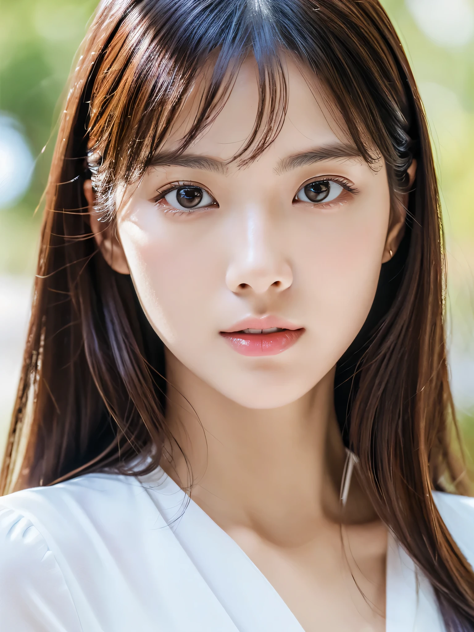 ((8K、Live shooting、highest quality、masterpiece:1.2))、Super detailed、super resolution、(genuine、genuine写真:1.37)、portrait、High-definition RAW color photo、professional photography、very detailedで美しい、very detailed、8k painting wallpaper、amazing details、huge file size、official art、very detailedなCG Unity 8Kの壁紙、very detailedな一人の女性、madam、A woman in her 20s with a handsome face, very narrow eyes、very detailedな肌、very detailedな指、very detailedな鼻、very detailedな詳細な口、perfect anatomy、detailed background、Detailed service、white skin、glowing skin、semi-long、genuine-looking face、delicate eyes、droopy eyes、look at the camera、positive、standing posture、dynamic lighting、full body photo、show your skin、No accessories
