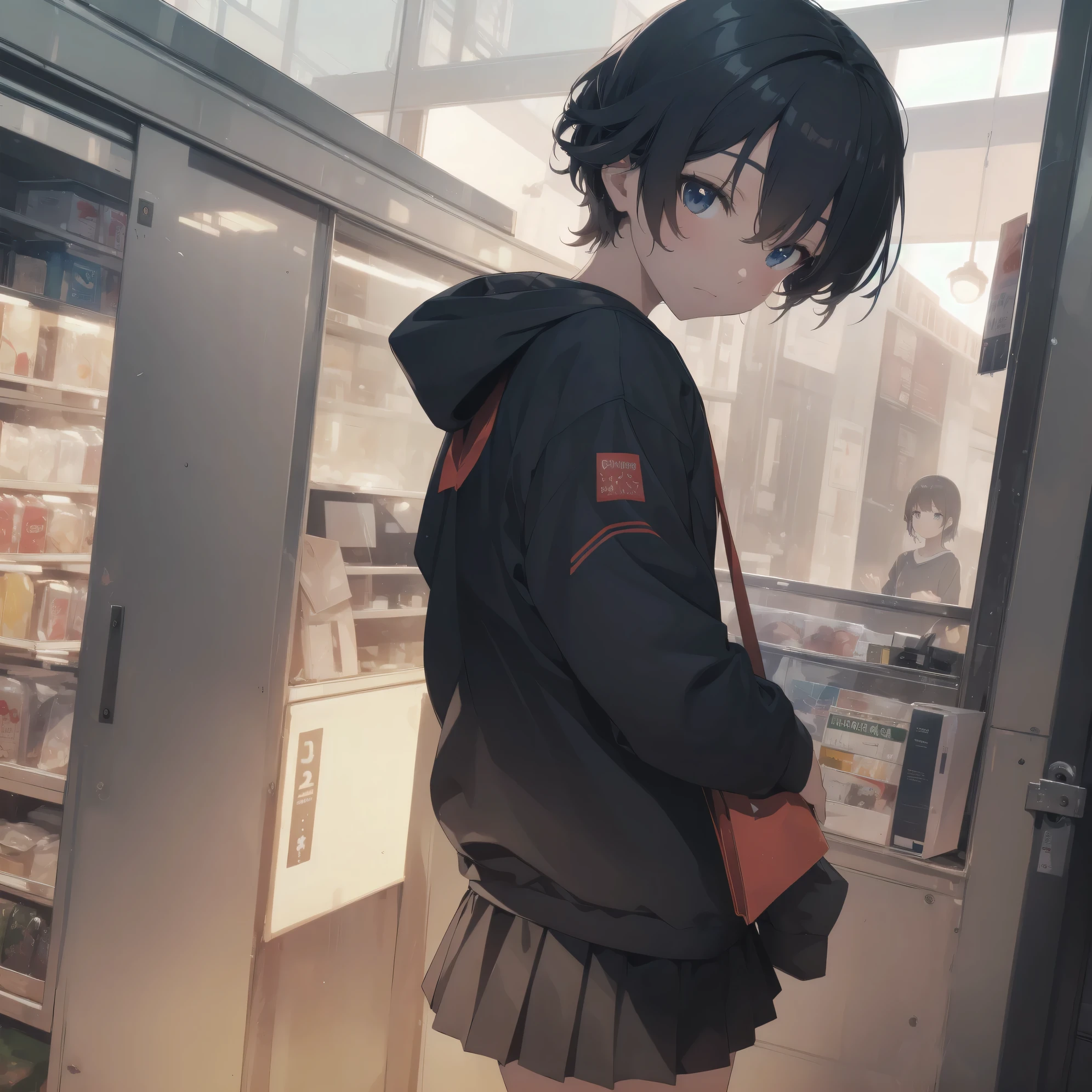 Super absurd quality by the god of art, Super detailed, High resolution, explicit, anime moe art style, best anime 8K konachan wallpaper, Pixiv contest winners, perfect anatomy,1200dpi, break, (眠そうにalone学校へ行く女の子を描いてください. )break,1 girl, (alone,little woman, cute face, 13 years old:1.3),All limbs, full finger,, The charm of an immature body, (very_short hair), shortcut, Bang, flat chest, small ass, between legs, small black eyes, detailed and beautiful eyes, Well-proportioned iris and pupils, expressive eyes, High resolutionの詳細な髪, neck ribbon, shirt, collared shirt, skirt, pleated skirt, , (detailed lighting), (detailed background), On the way to school. break,super dense skin, Best cinematic lighting powered by famous artist, 8K,Beauty Illustration,photoshop_(Moderate),Absurd Hi-Res,UHD,rough skin,break,((artist:Fujiyama)), artist:Fujichoko,artist:Yamamoto_Soichiro,artist:hanekoto