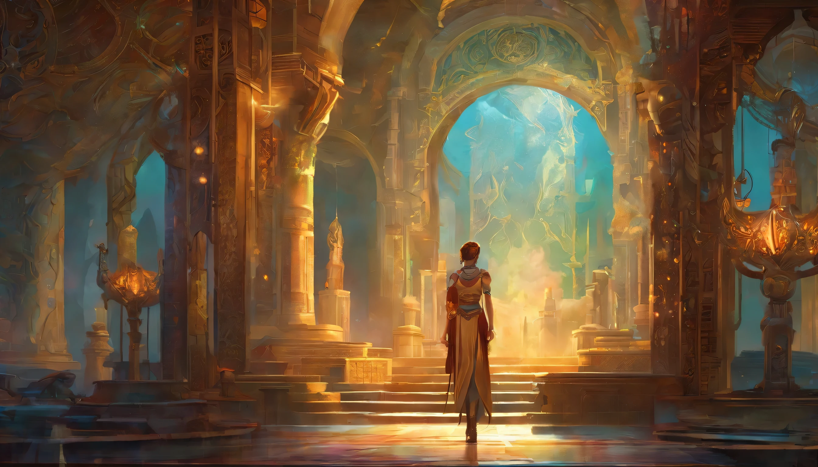 Two women in costumes are standing in a room, ace female mechanic, static prometheus frame, blue body paint, cyberpunk ornaments, aztec empress, Cinematic details, guardman, Balcony scene, solar punk, Written by Leon Wikowski, sisters, japanese cgi, Empress of Kazakhstan, close up of character
