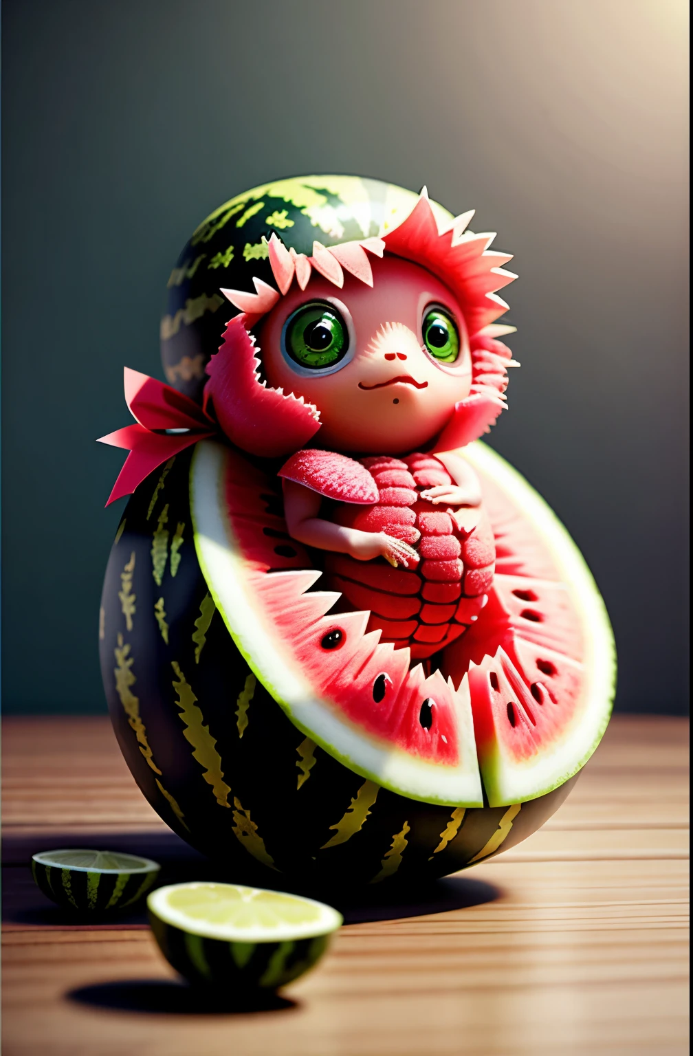 cute watermelon baby, octane render, unreal engine, highly detailed, intricate