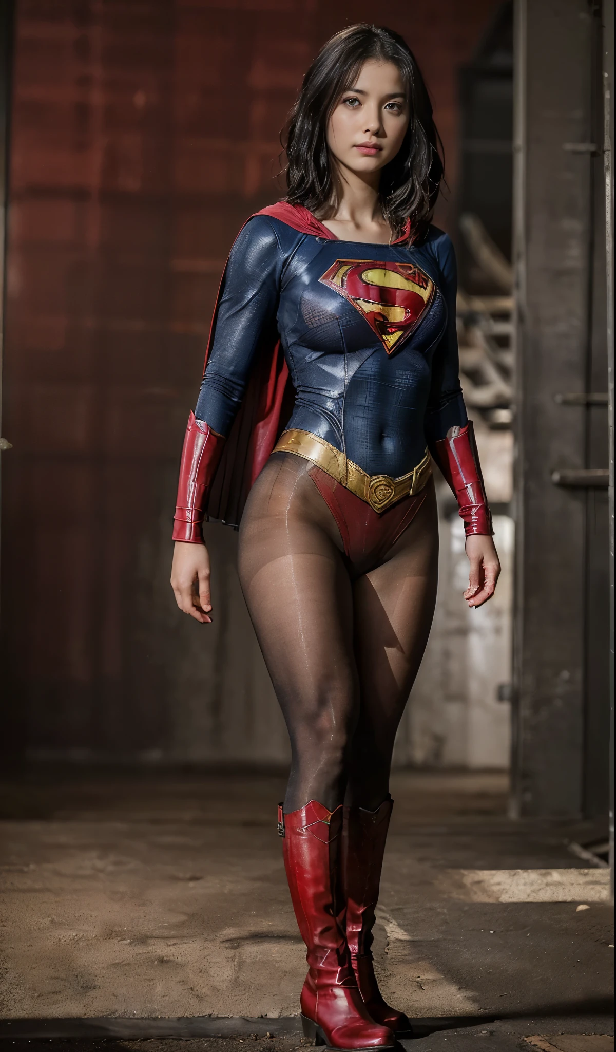 no background、(((Beautiful legs with black tights.)))、(((sufferingの美しさを法的に表現する)))、((((Make the most of your original images)))、(((supergirl costume)))、(((Beautiful berry short hair)))、(((suffering)))、(((Wear black tights on your legs、Wear red boots)))、((best image quality、8k))、((highest quality、8k、masterpiece:1.3))、(((keep background )))、sharp focus:1.2、beautiful woman with perfect figure:1.4、thin abs:1.2、wet body:1.5、Highly detailed face and skin texture、8k