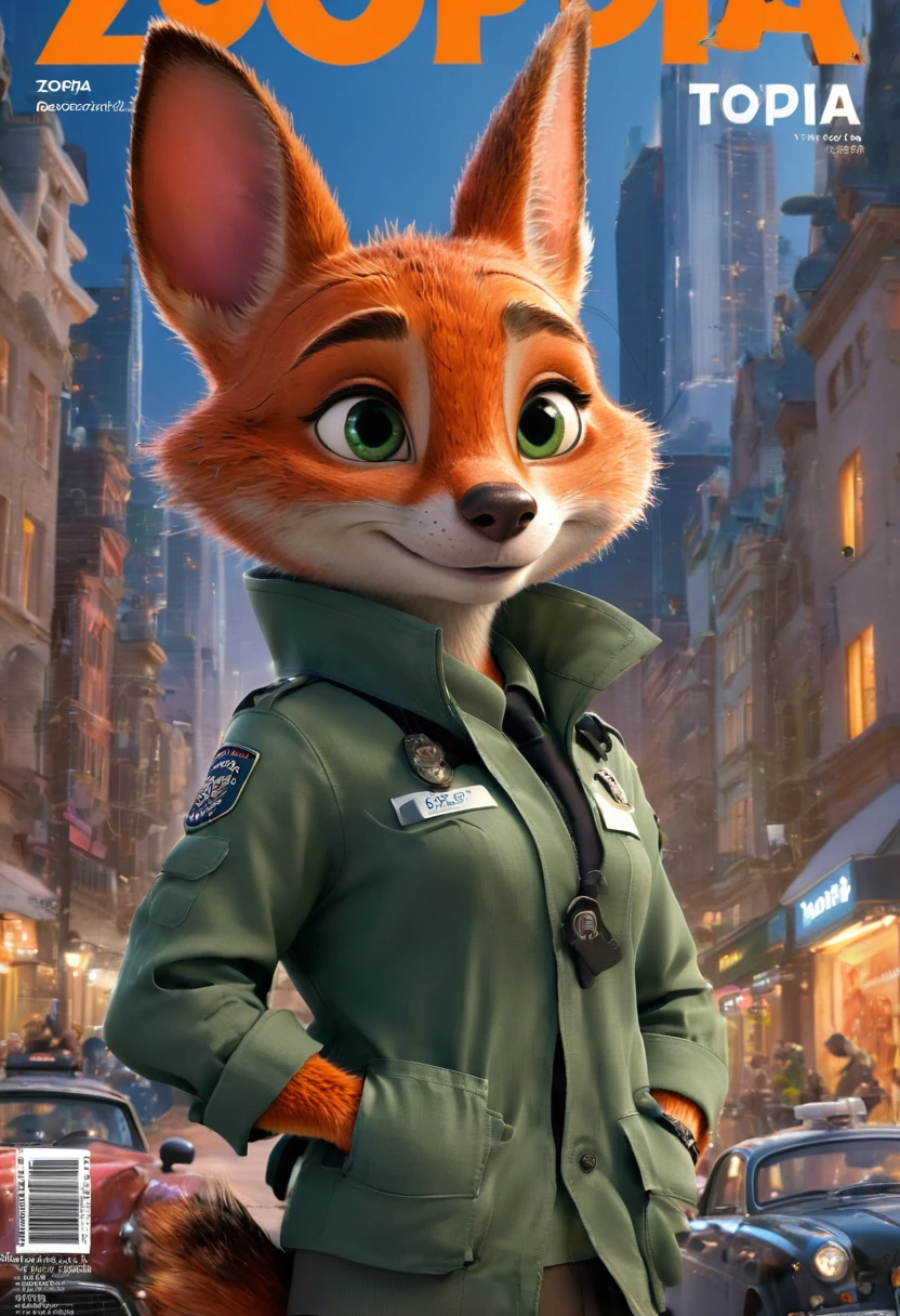 (magazine cover art style:1.4), by Zootopia, (best quality, perfect masterpiece, Representative work, official art, Professional, high details, Ultra intricate detailed:1.3)