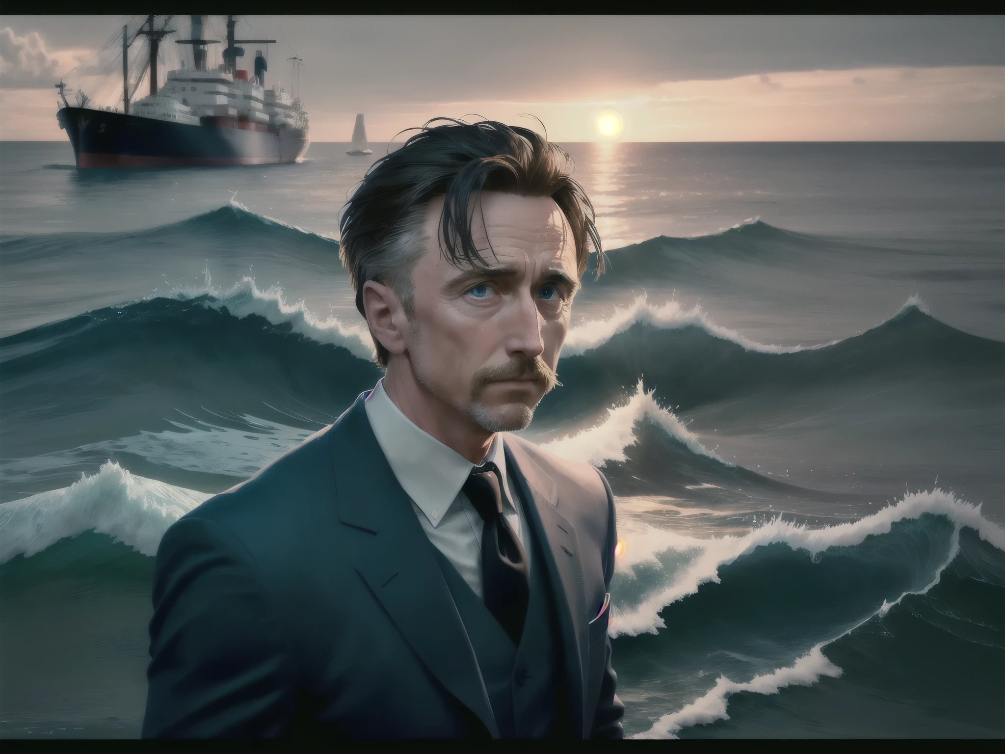 Stable Diffusion prompt: A reimagination of Tim Roth in the style of The Pianist on the Sea promotional stills, infused with a jazz vibe, featuring a cargo ship on a picturesque seascape.
In a setting reminiscent of The Pianist on the Sea, capture Tim Roth's essence in a dynamic and engaging composition. Highlight his detailed facial features, such as his expressive eyes, refined nose, and elegant lips. Emphasize his unique facial expressions and the character he portrays.
Create a nostalgic atmosphere by incorporating the vintage aesthetics of the film. Utilize the medium of a stylized illustration to amplify the artistic impact. Harness the charm and elegance of the jazz era, giving the image a sophisticated and rhythmic quality.
The scene is set against the backdrop of a scenic seascape, capturing the essence of the ocean. Ensure the inclusion of a grand cargo ship, symbolizing the vastness and adventure of the open sea. The ship should stand out as a prominent feature, adding depth and dimension to the image.
Embrace the best quality in image rendering, presenting the artwork in 4k or 8k resolution. Focus on ultra-detailed elements, allowing the viewer to appreciate the intricate textures and fine details. Infuse a realistic, almost photorealistic quality, enhancing the viewer's immersion in the scene.
Incorporate the artistic style of the promotional stills of The Pianist on the Sea, capturing the essence of the film's visual composition. Emphasize the interplay between light and shadow, recreating the atmospheric tones of the original photographs. Utilize a color palette that enhances the mood and evokes a sense of nostalgia, tying into the jazz-inspired theme.
Overall, strive for a visually stunning masterpiece that showcases Tim Roth in a reimagination of The Pianist on the Sea. Capture the spirit of the ocean, the elegance of jazz, and the essence of the film, crafting a timeless and captivating image.