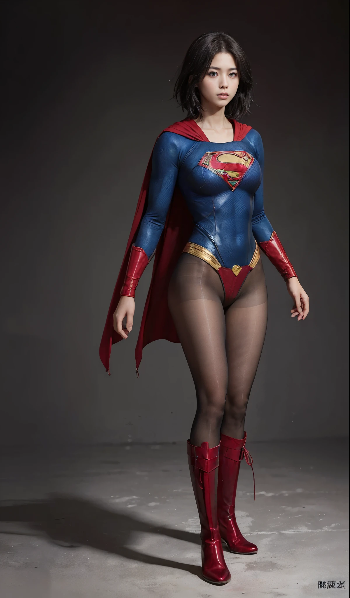 no background、(((Beautiful legs with black tights.)))、(((sufferingの美しさを法的に表現する)))、((((Make the most of your original images)))、(((supergirl costume)))、(((Beautiful berry short hair)))、(((suffering)))、(((Wear black tights on your legs、Wear red boots)))、((best image quality、8k))、((highest quality、8k、masterpiece:1.3))、(((keep background )))、sharp focus:1.2、beautiful woman with perfect figure:1.4、thin abs:1.2、wet body:1.5、Highly detailed face and skin texture、8k