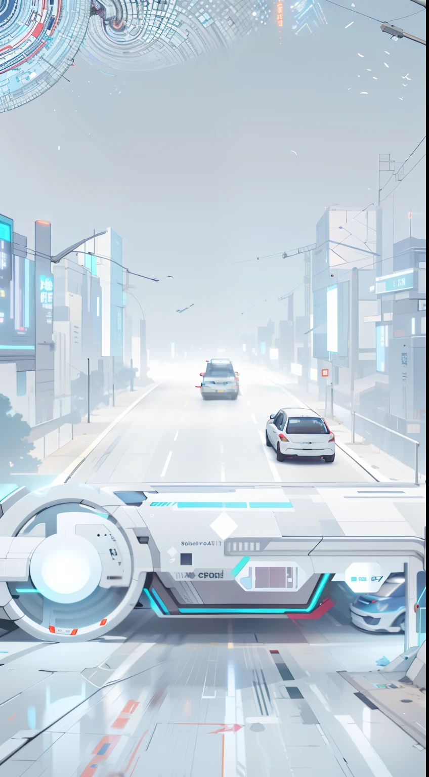 poster design, future, science fiction, Intelligent driving, Highway, anime style graphics, Super high quality animation, Detailed illustrations, AI, future载具, cyberpunk, sense of technology