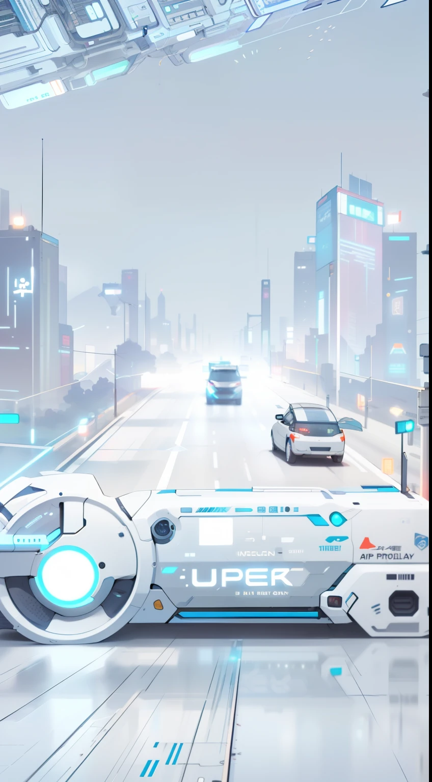 poster design, future, science fiction, Intelligent driving, Highway, anime style graphics, Super high quality animation, Detailed illustrations, AI, future载具, cyberpunk, sense of technology