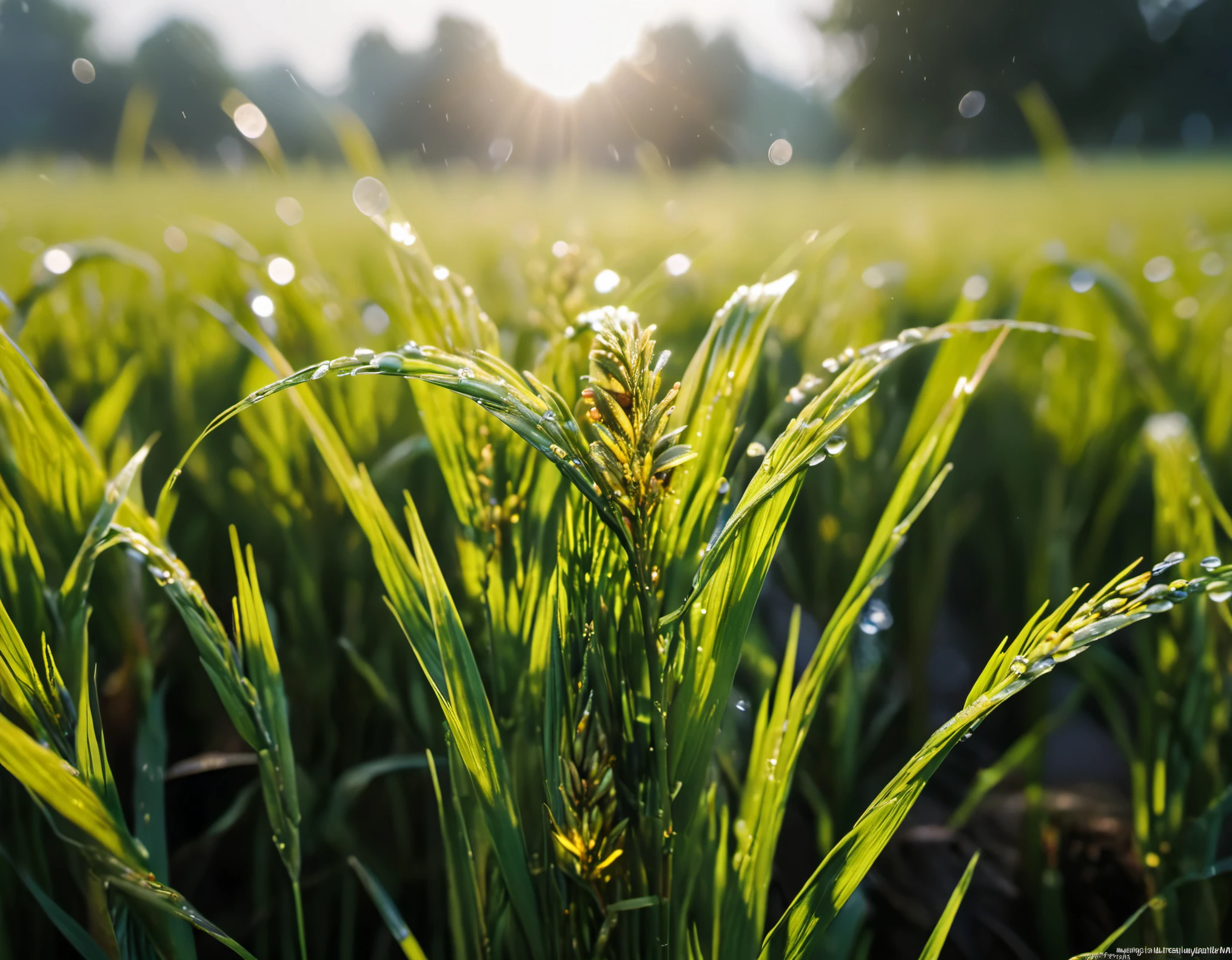 ((A masterpiece in up to 16K resolution):1.6),((soft_color_photography:)1.5), ((Super detailed):1.4),((Still images and dynamic angles):1.3),| (Macro shot of ripe rice), (macro lens), (pollen), (dew drops), (shimmer), (Visual experience) ,(realism), (actual),Award-winning graphics, dark shot, film grain, Very detailed, The art of math, RTX, Unreal Engine, Scene concept anti-glare effect, All shot with razor-sharp focus.