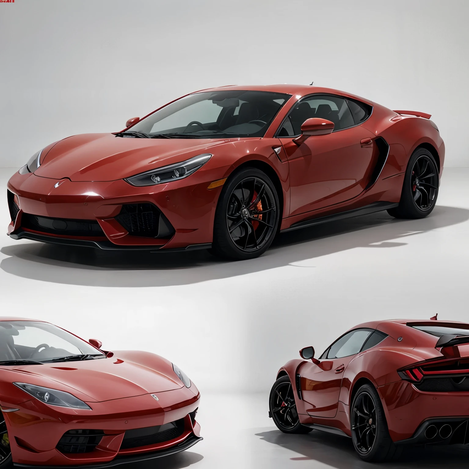 1 red super car on white background, realistic
