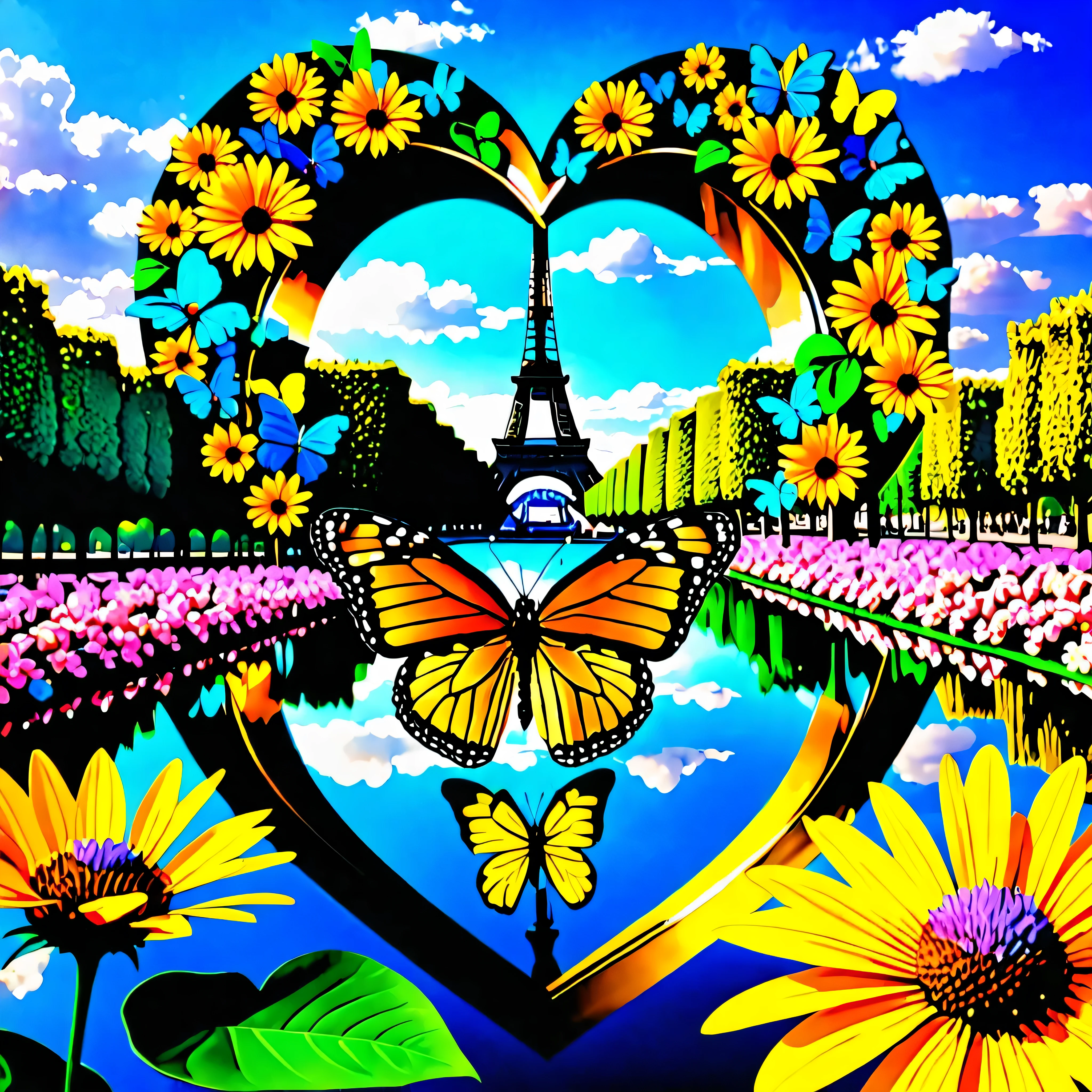 Paris Eiffel, ๐, ๐ฆ, ๐น, โค (๐๐ฉ๐๐โ๐๐ก๐
), ๐ช, ๐ข, ๐ก, ๐ , saturate, reflection, monarch butterfly, heart, earth, hearth, fleuraison, varied multi etc. --v6 --s1000 --c20 --q5 --chaos100