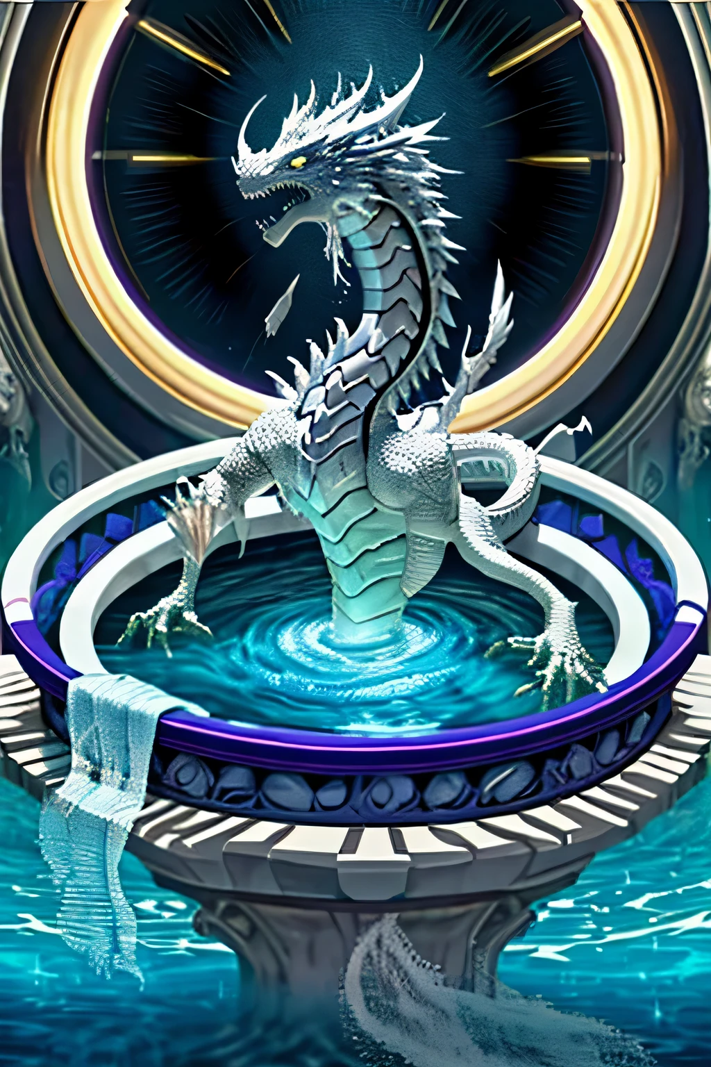 crystallization　dragon　operate a spell　emerging from a whirlpool of water