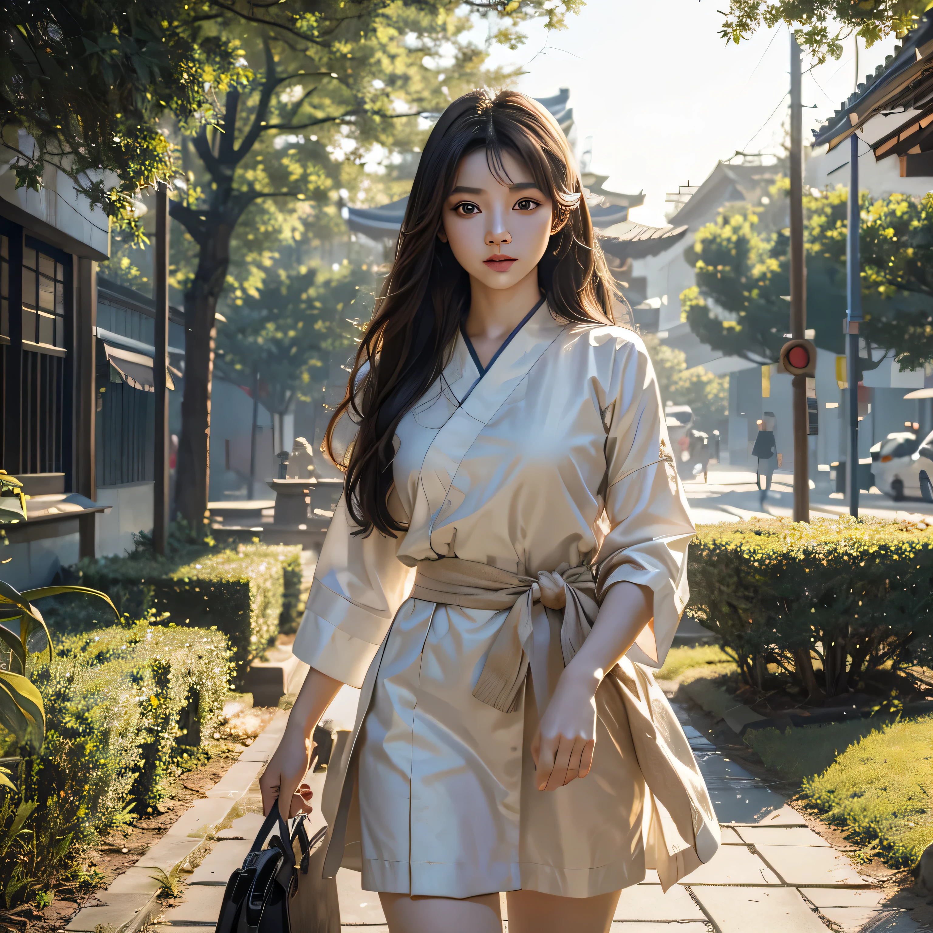 (masterpiece), {best quality},High detail,(ray tracing), (realistic:1.0), photorealistic,((girl)), inuyasha,beautiful korean idol, daytime, , cowboy_shot, (big eyes)