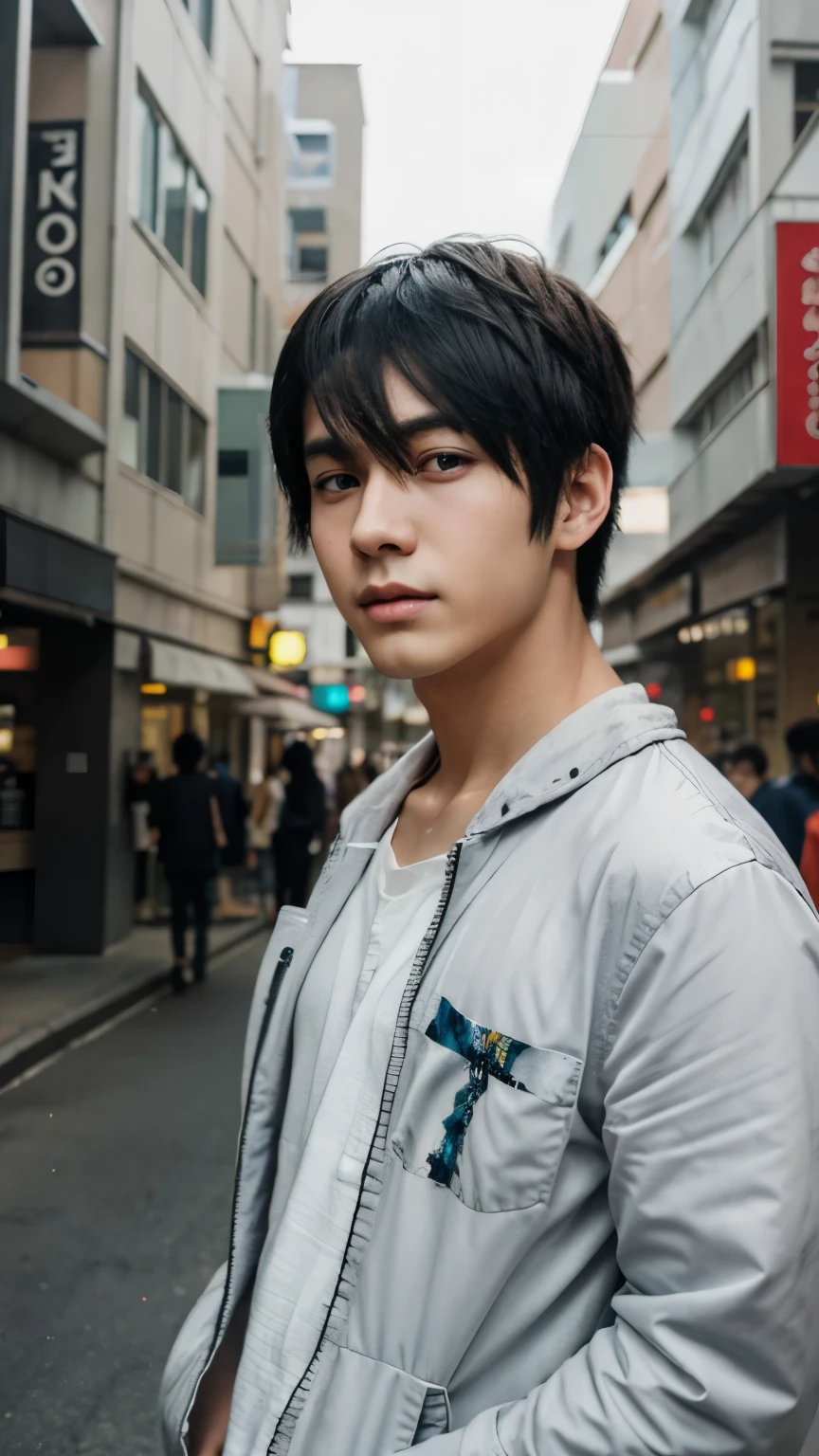 Young man in anime art
