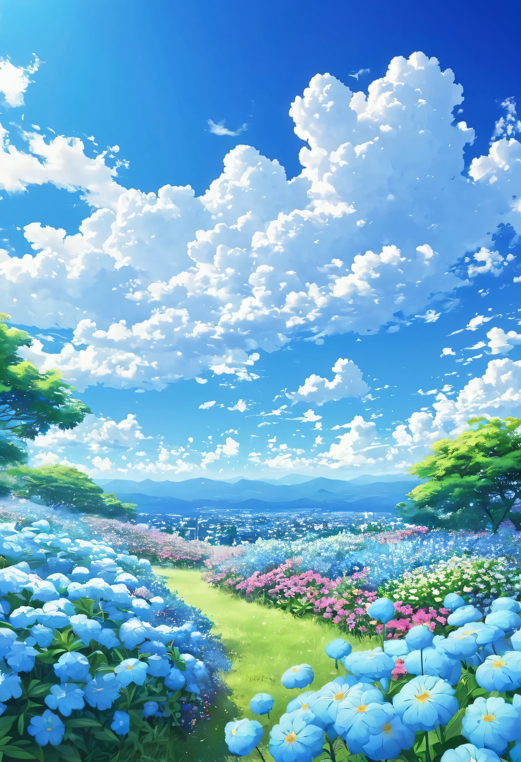 Gray Plains Love,Sky,cloud,light blue,flowers in the garden,Chibley,high quality