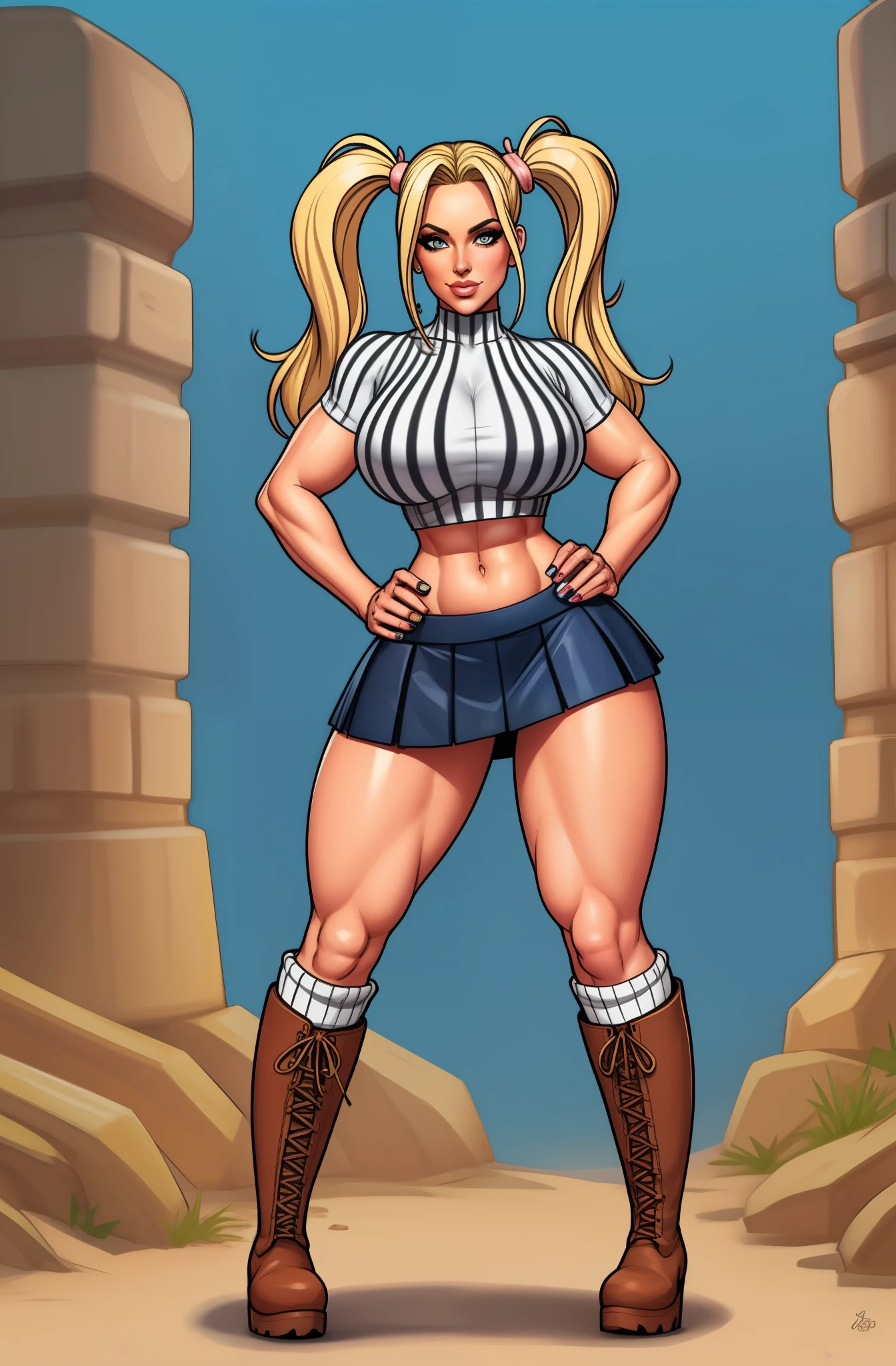 demon girl, Victoria Rush, big red ram horns, ponytails, slender body (Ideal Anatomy), (athletic body), (muscular body), (large naked breasts, standing nipples), (hooves), (legs covered with fur), woolly legs like a goat's, mesh sexy costume, Inferno, sits on a throne of skulls, thick pubic hair, Big Red Wings, collar with spikes, battle scythe in hand, tail at the back, I'm looking at the viewer, dissolute, lustful, whore, (Medium full-frame photography), (steppe), (White hair), White Hide, Primitive Culture, lie skulls