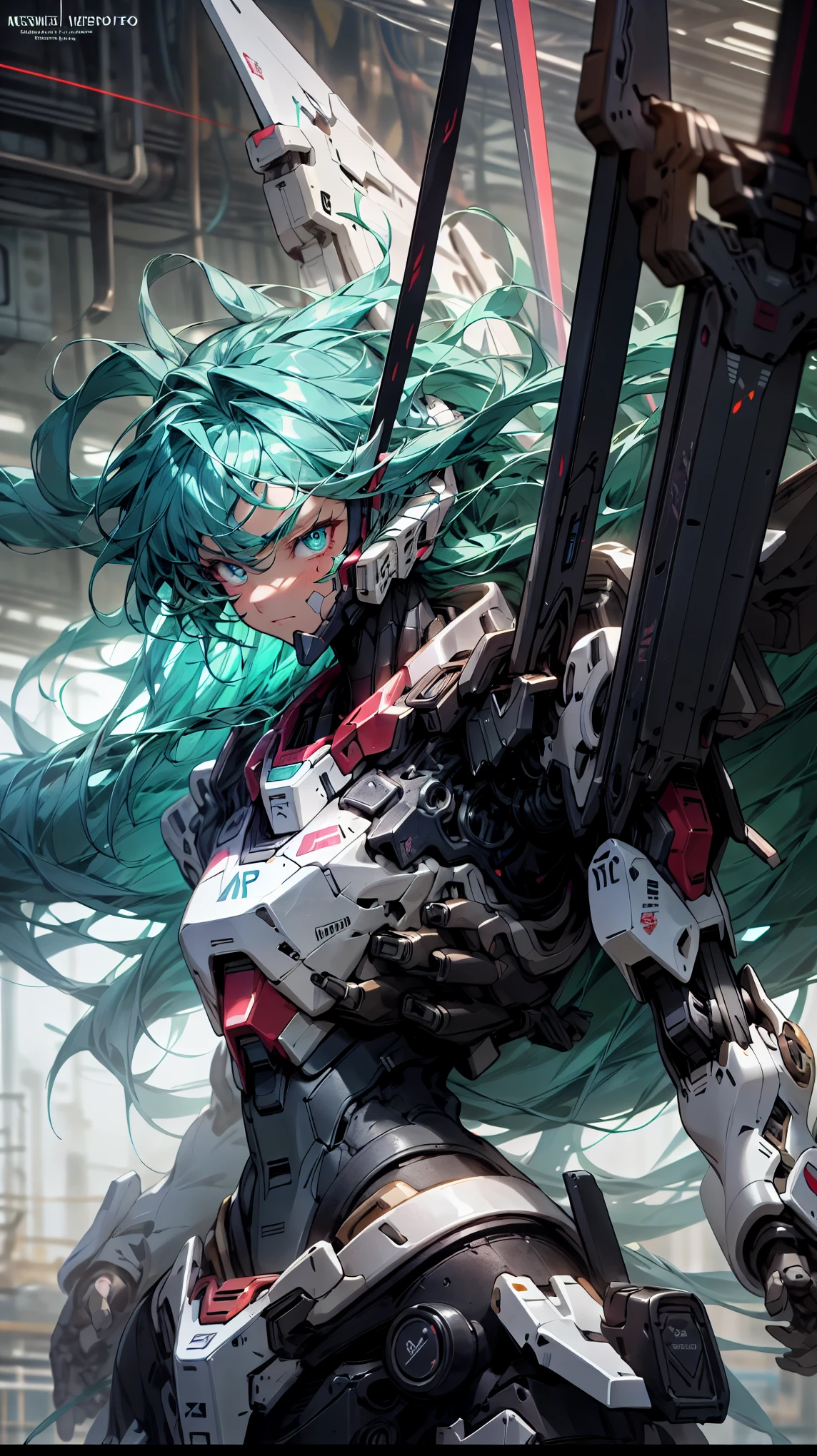 cute girl，Handsome girl，The right body，A Gundam of a robot flying through the air,cool mecha style, Fira blue-white mech,girl in mecha cyber armor,，Impressive face，Super cute girl，mecha asthetic, damaged clothes，modern mecha anime, anime robotic mixed with organic，Suspended wing，Blue wing，Laser wing，Part of the skin is exposed，facial closeup，exquisit facial detail，Handsome fighting stance，Particle，High detail in light and shadow，future warrior，Exquisite body details，Best Tech Poster，Best 4k anime wallpapers，Reasonable body structure，Side Body，blue long hair，Reasonable body structure，holding light sword，White hilt，Red laser，Cool weapon