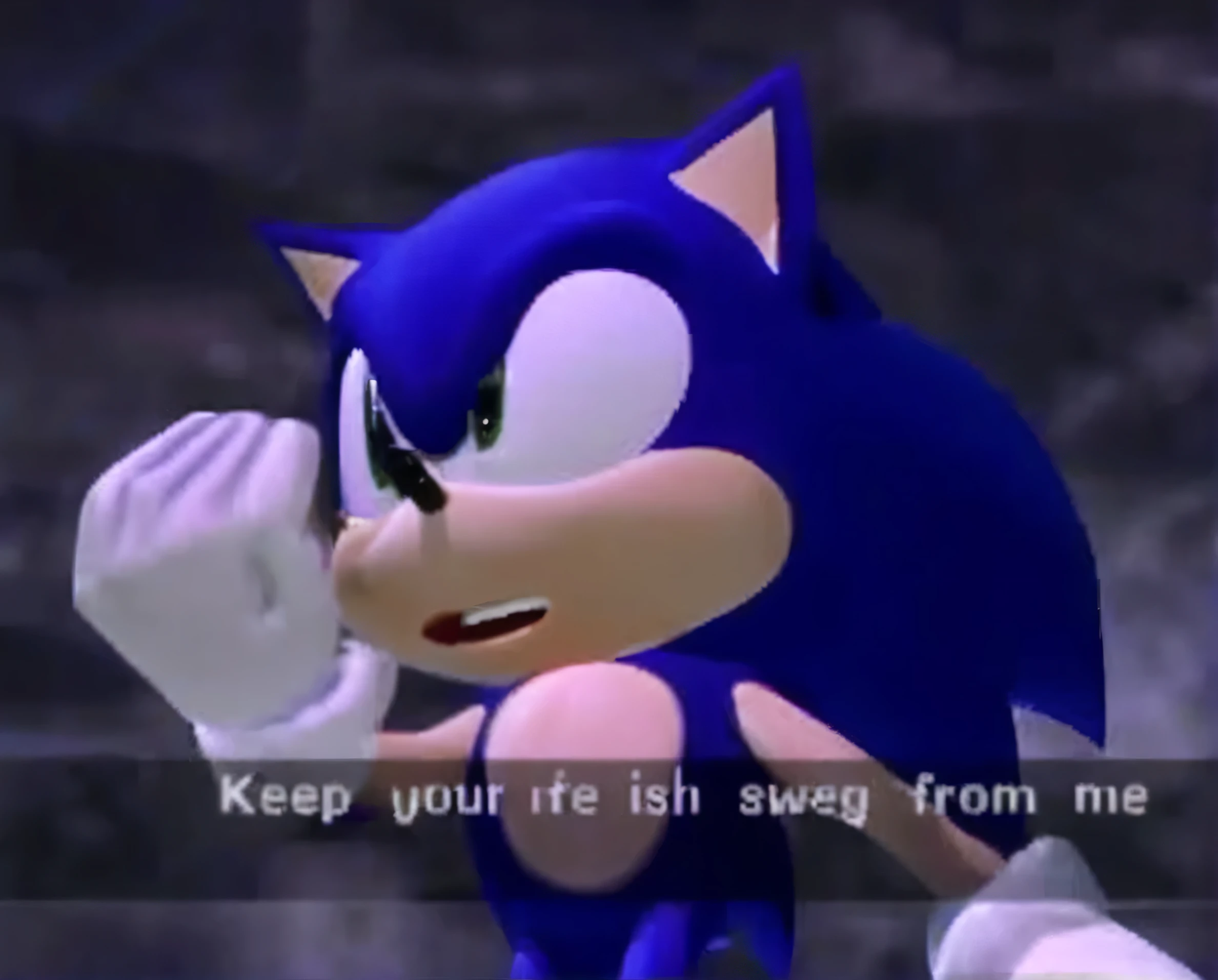 sonic the hedge is holding his hand up to the camera, video game cutscene, from sonic, sonic the hedgehog in a surreal, sonic looks like he is shocked, cgi cutscene, cutscene footage, best jumpscare scene, cutscene, sonic hedgehog, sonic game, n graphics, sonic the hedgehog, n graphics, video game screenshot, sonic