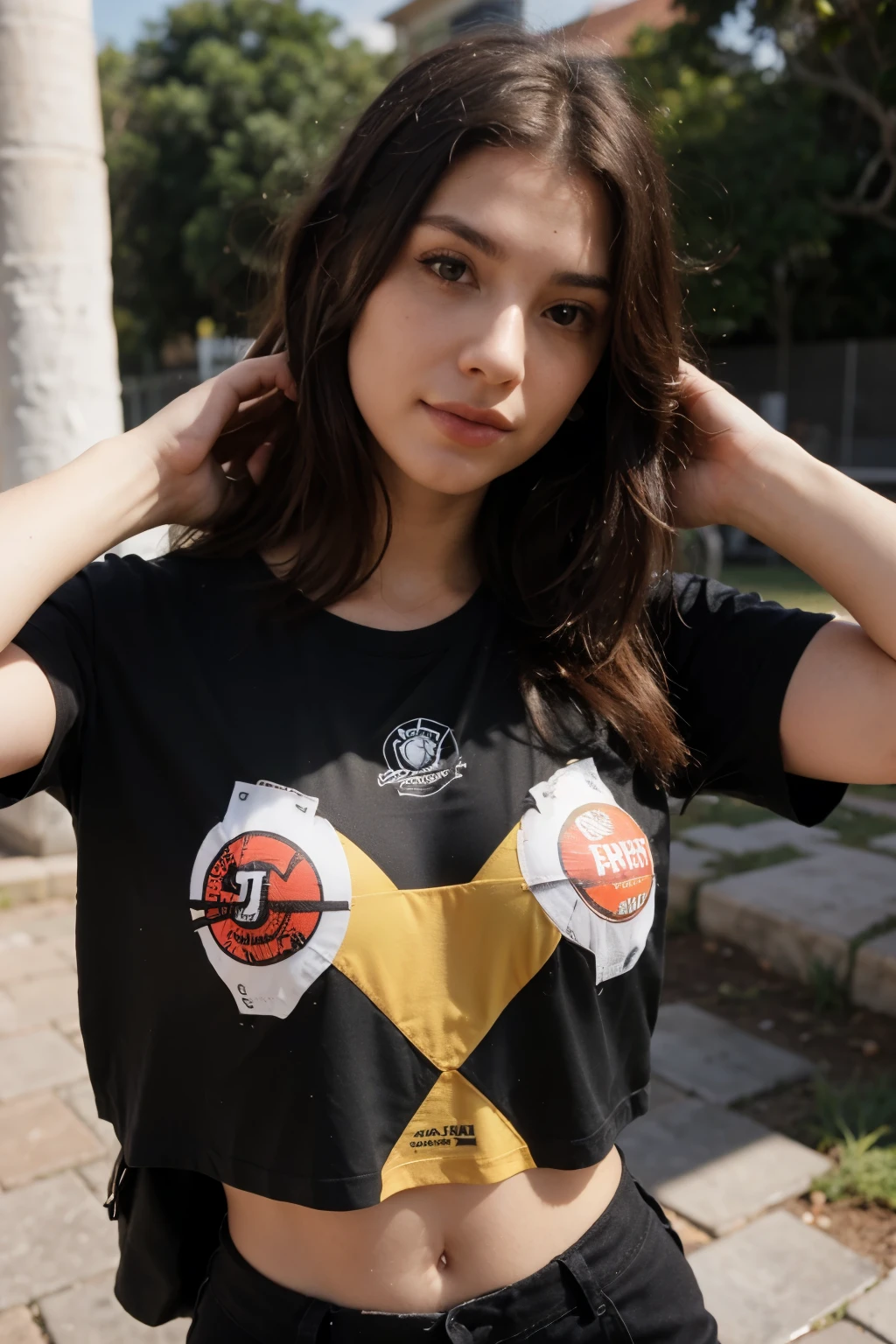 ((pessoa usando uma camiseta escrito sunshine)), ((realista)), (detalhado), rosto perfeito
