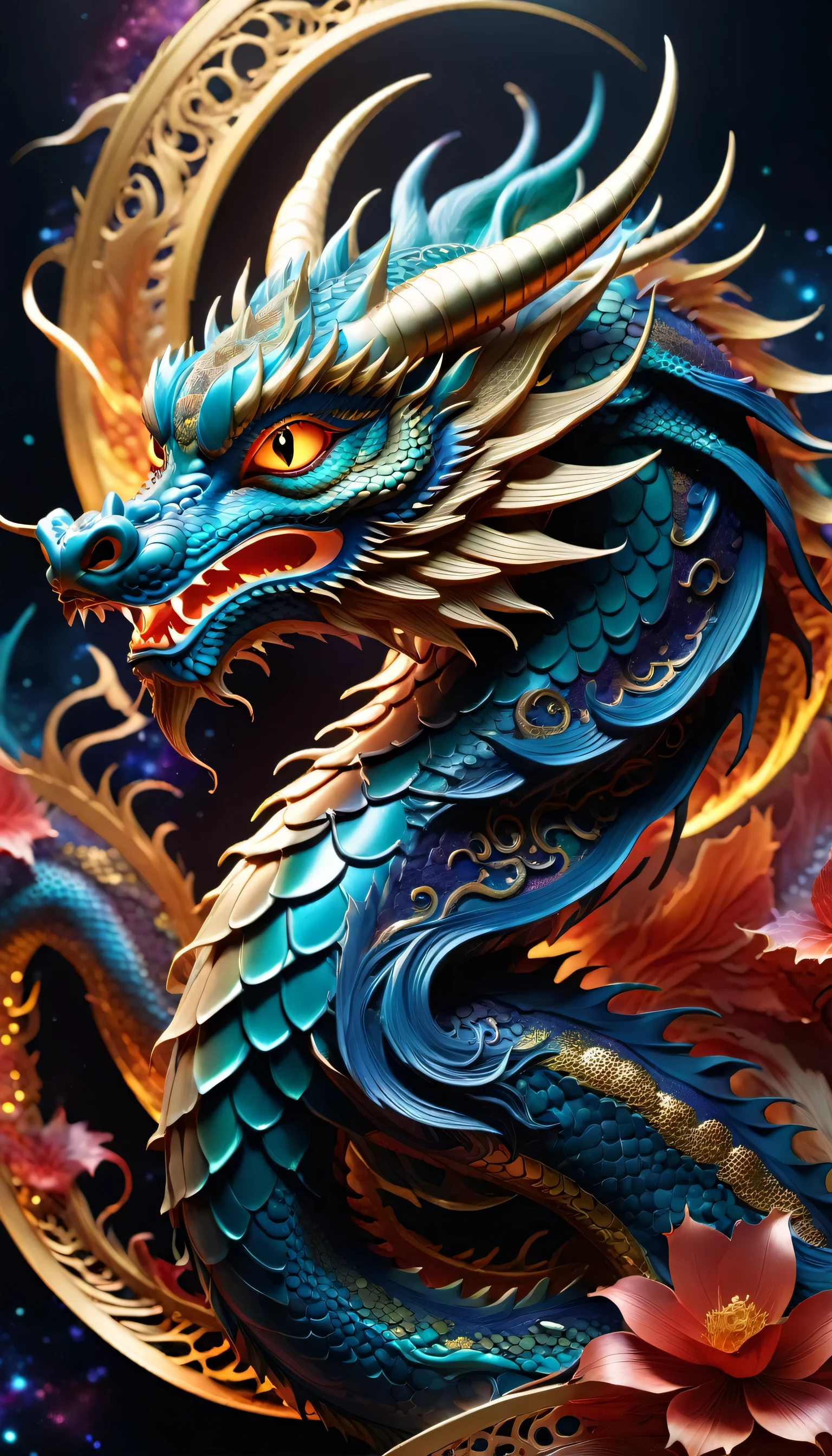 chinese dragon,((magazine cover)),Display of magazine name:Monthly Dragon,Display content title,anime style,cosmic art,digital art,rendering,unreal engine,intricate details,magazine coverらしい文字列,gracefully,great finish,glossy paper,dragon head,Beautiful scales,Curvaceous,delicately and boldly,nice,Highest,masterpiece,Highestmasterpiece,Highestの出来栄え,This is a magazine that sells well..,popular products,lettering,Careful letter placement,Computed configuration,Highestの構図,elements of senderberg，magic element,dark fantasy influence,A terrifyingly beautiful world of dragons,