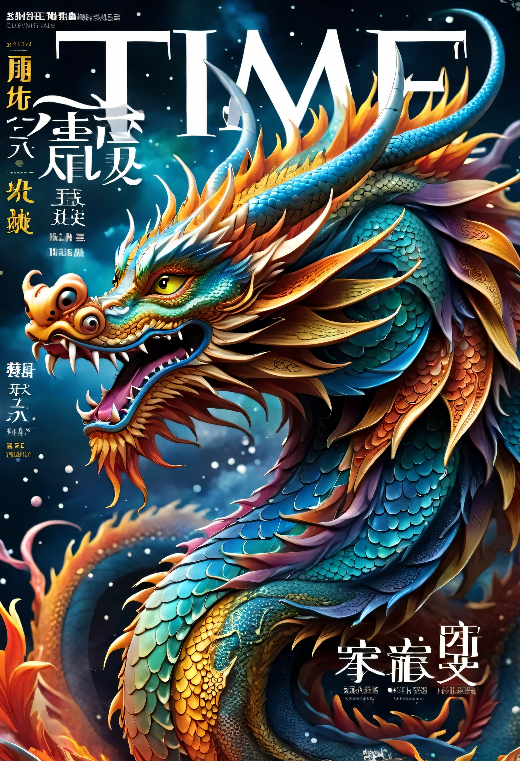 ((magazine cover)),chinese dragon,Display of magazine name:Monthly Dragon,Display content title,anime style,cosmic art,digital art,rendering,unreal engine,intricate details,magazine coverらしい文字列,gracefully,great finish,glossy paper,dragon head,Beautiful scales,Curvaceous,delicately and boldly,nice,Highest,masterpiece,Highestmasterpiece,Highestの出来栄え,This is a magazine that sells well..,popular products,lettering,Careful letter placement,Computed configuration,Highestの構図,elements of senderberg，magic element,dark fantasy influence,A terrifyingly beautiful world of dragons,