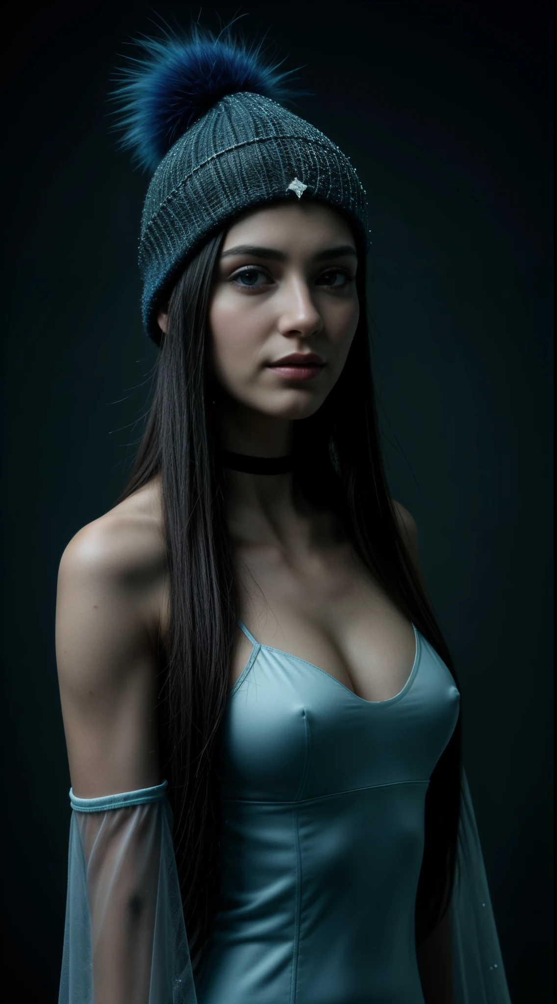 8K, Toma de cuerpo completo tomada desde el costado de la bella Cortana., (intrincado, Escarpado, transparente, translucent fabric and feathers), intrincado, hermosa cara, Your skin should be pale and flawless, Con un toque de belleza trascendental., she should express calm confidence, (El fondo es una nave espacial futurista., (Just a pinch of space, estrellas, Las galaxias atraviesan la oscuridad del espacio.)), muy detallado, hyperrealistic digital photography, hyperrealistic photography filigree, timidez, Most beautiful face, (obra maestra, side lighting, (Hermosos ojos azules finamente detallados.: 1.2)),