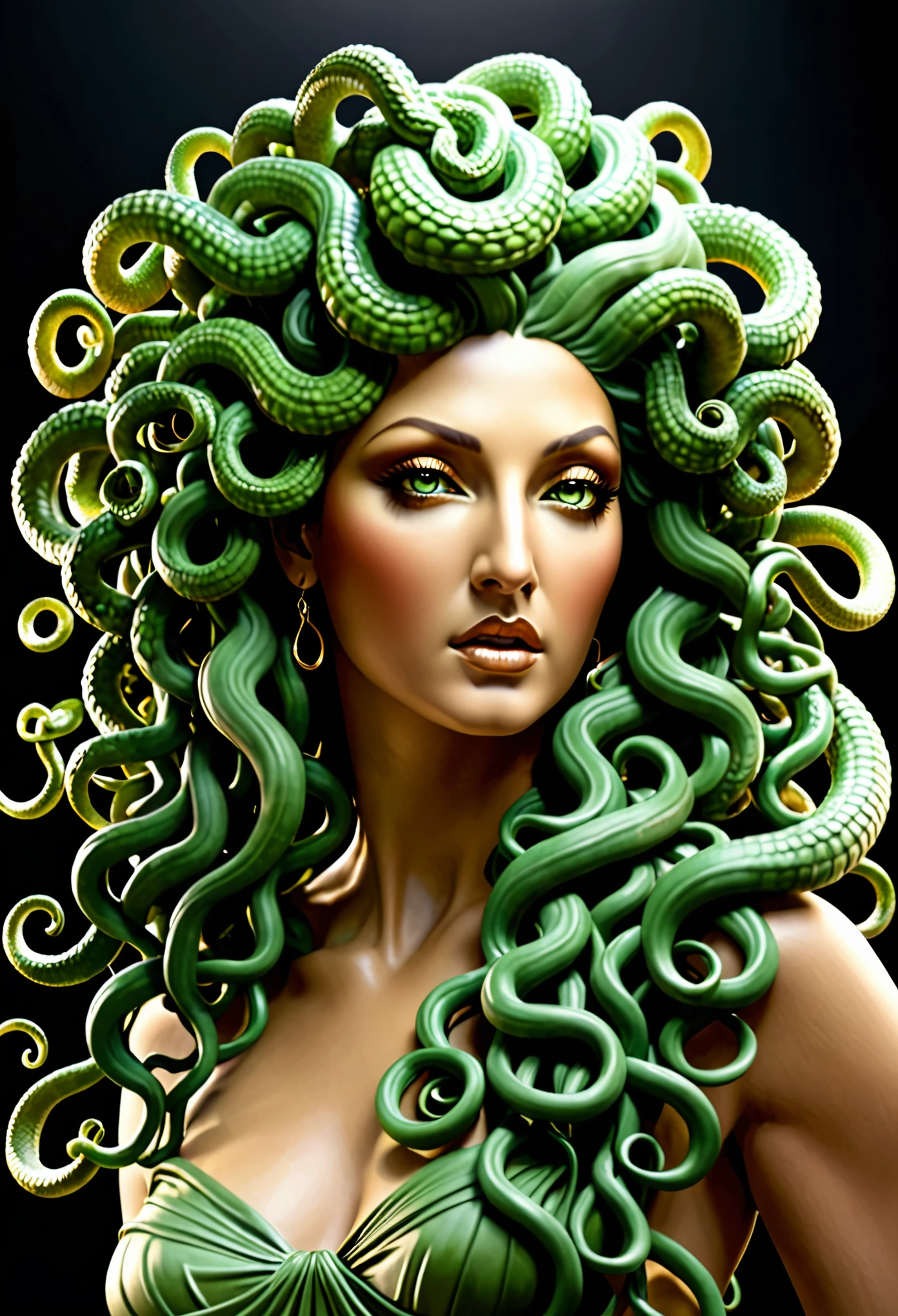 Medusa,beautiful, dazzling, elegant, magnificent, ravishing, splendid, stunning, and sumptuous, Gorgon, mythological creature from Greek or Roman mythology,