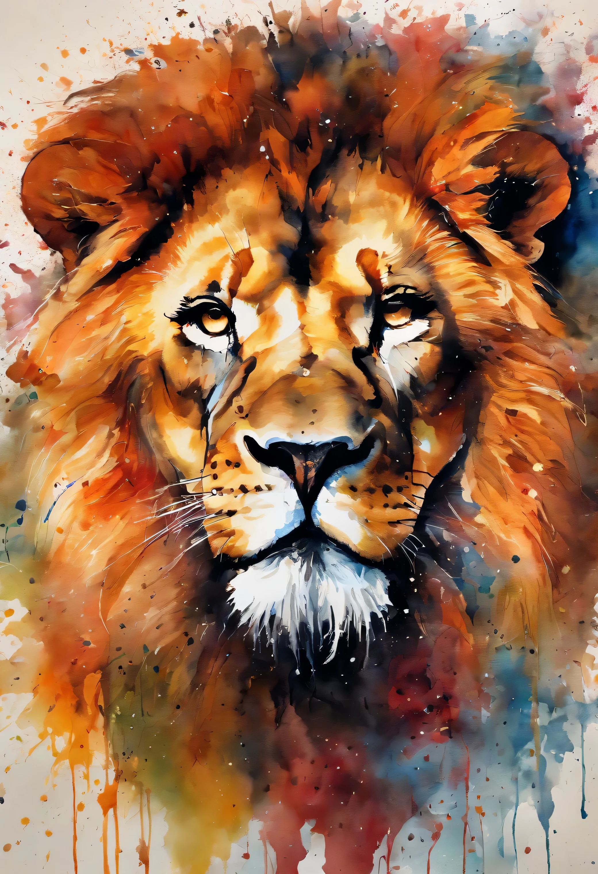 lion head painting with a splatter background and spray paint effect, by Eugeniusz Zak, watercolor art, by Károly Lotz, watercolor painting, watercolor painting style, watercolor detailed art, by Reuben Tam, watercolor digital painting, watercolor paint, masterfully detailed watercolor, watercolor art, Grzegorz Rutkowski
